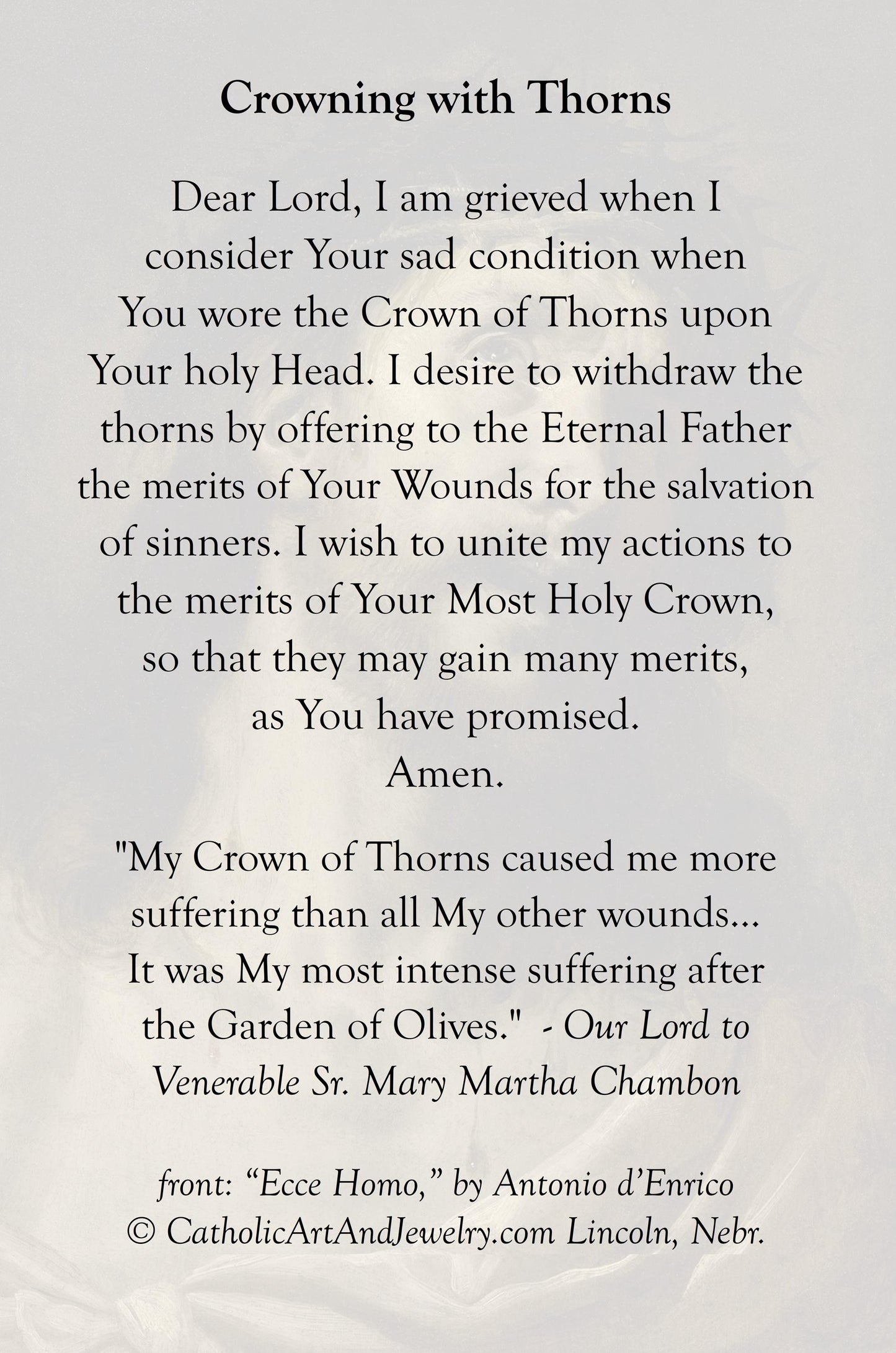 New! Crowning with Thorns – pack of 10/100/1000 – Easter Holy Card