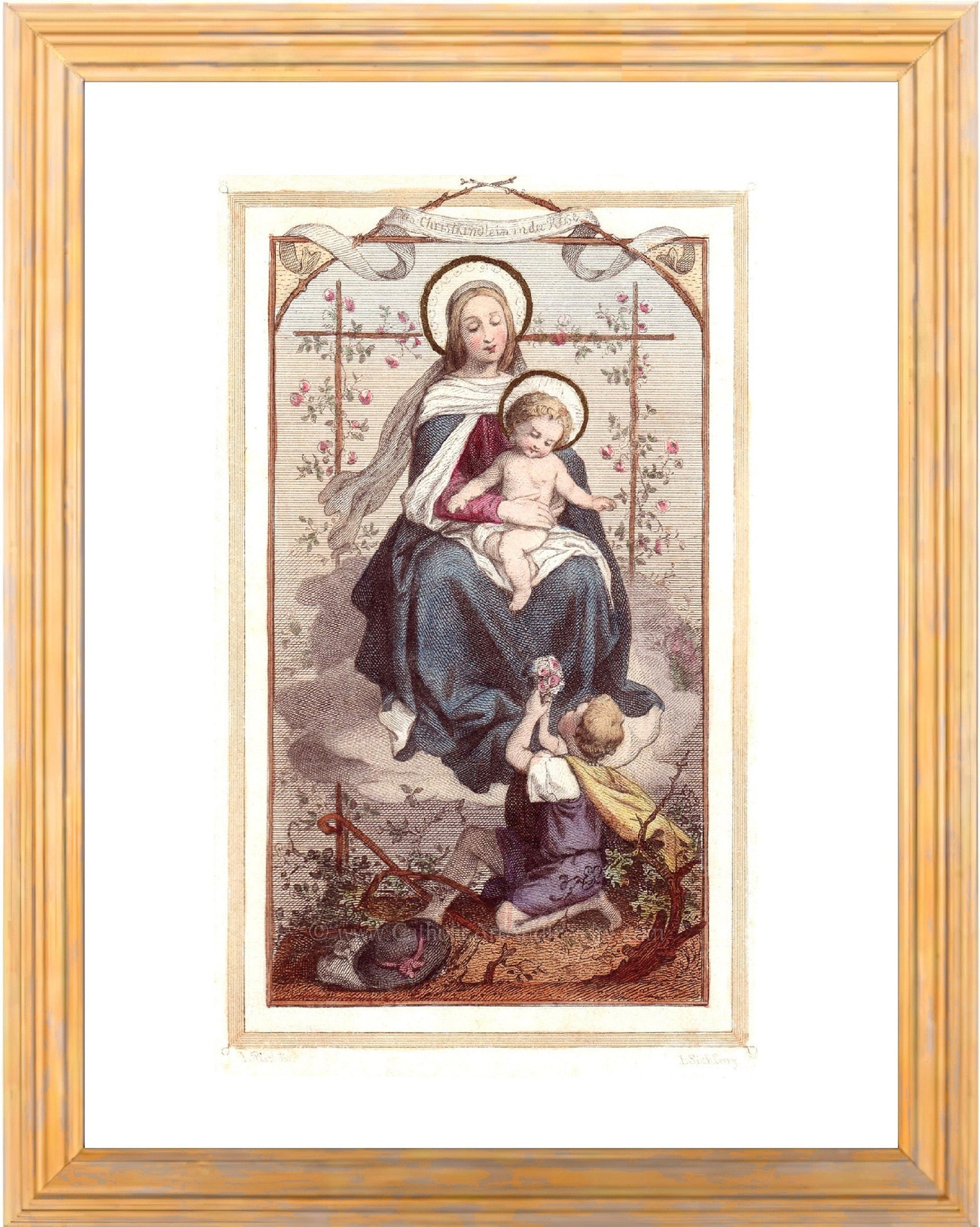 Christ Child in the Rose Bower – 3 sizes – Based on Vintage Holy Card – Catholic Gift – Confirmation Gift - Catholic Art and Jewelry