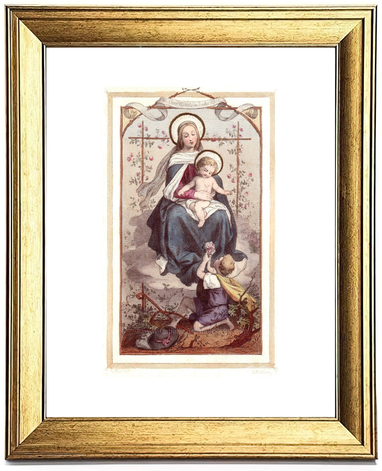 Christ Child in the Rose Bower – 3 sizes – Based on Vintage Holy Card – Catholic Gift – Confirmation Gift - Catholic Art and Jewelry