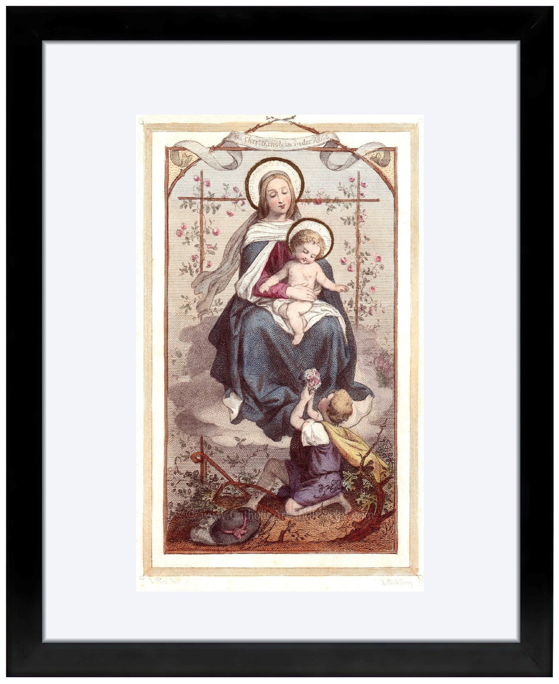 Christ Child in the Rose Bower – 3 sizes – Based on Vintage Holy Card – Catholic Gift – Confirmation Gift - Catholic Art and Jewelry