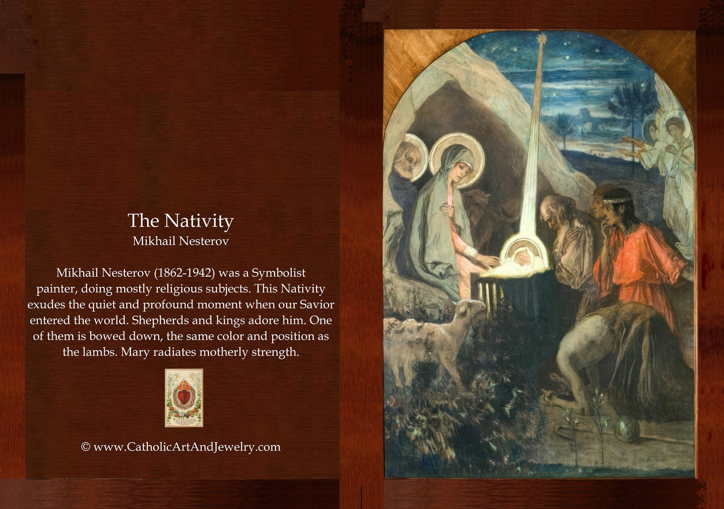 Christmas Card – The Nativity – "Come Let Us Adore Him" – 5x7" when folded – with Envelope – 1 / 10 / 50 / 100 – by Mikhail Nesterov - Catholic Art and Jewelry