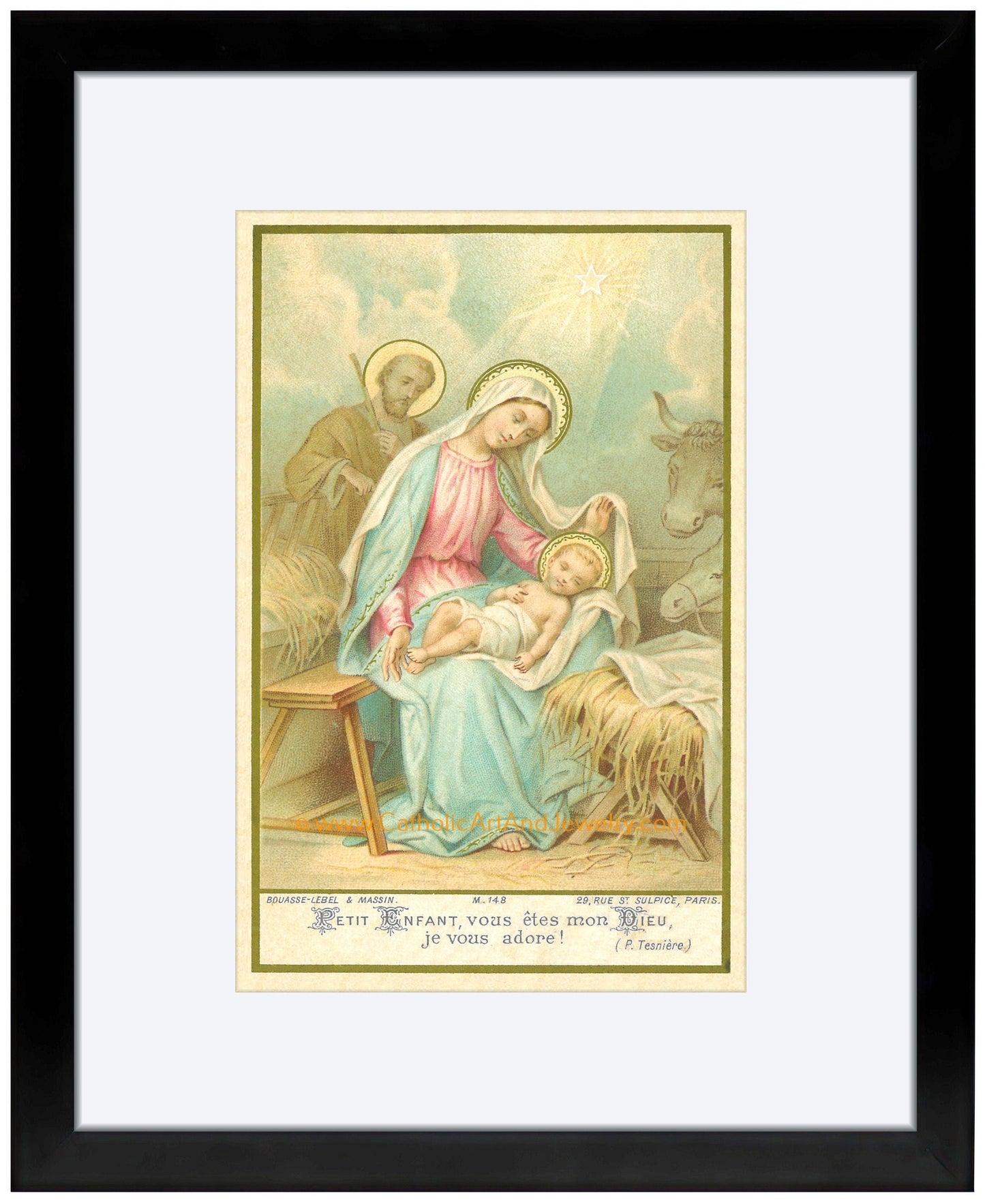 Christmas Nativity – based on a Vintage French Holy Card – Catholic Art Print – Victorian – Archival Quality - Catholic Art and Jewelry