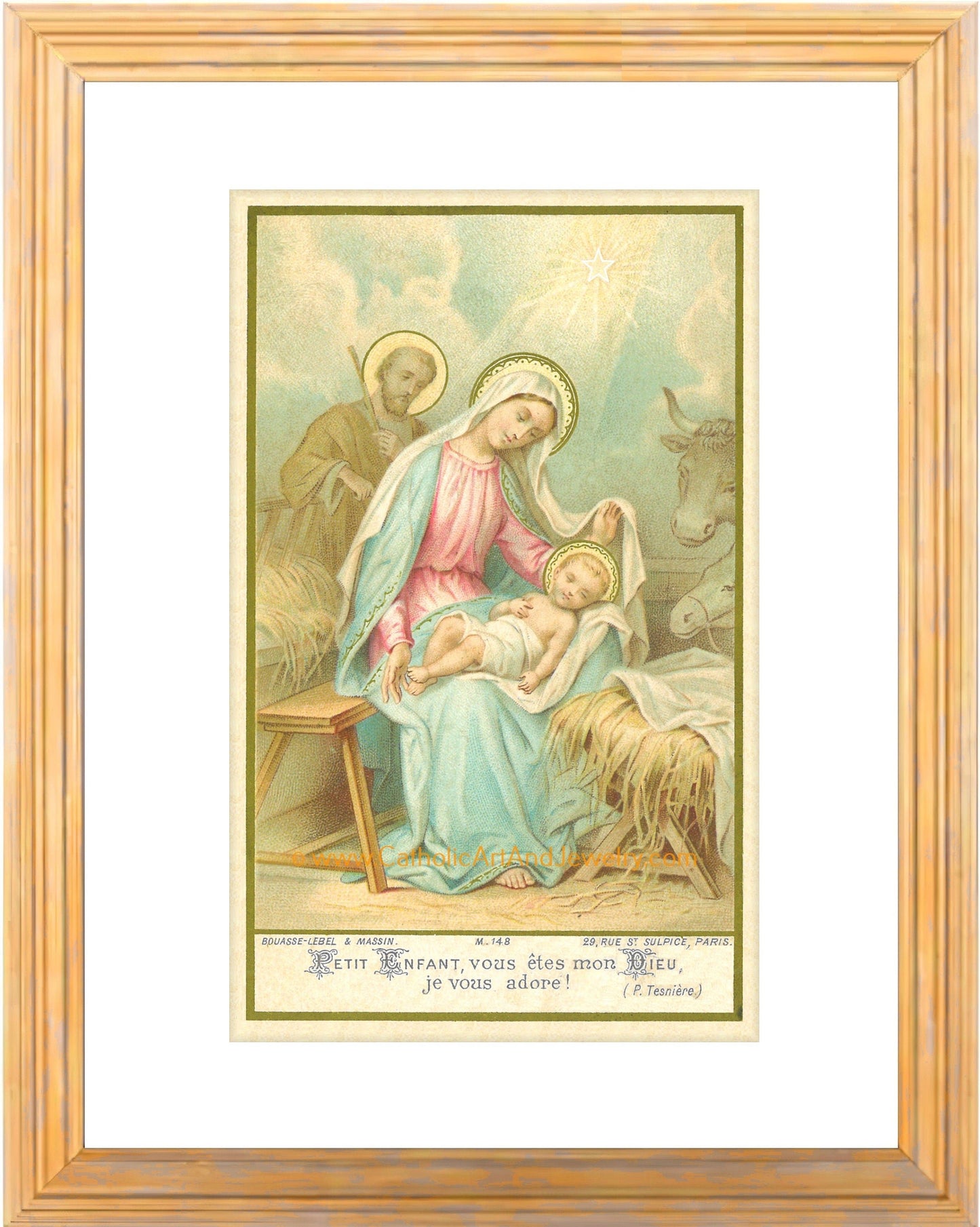 Christmas Nativity – based on a Vintage French Holy Card – Catholic Art Print – Victorian – Archival Quality - Catholic Art and Jewelry