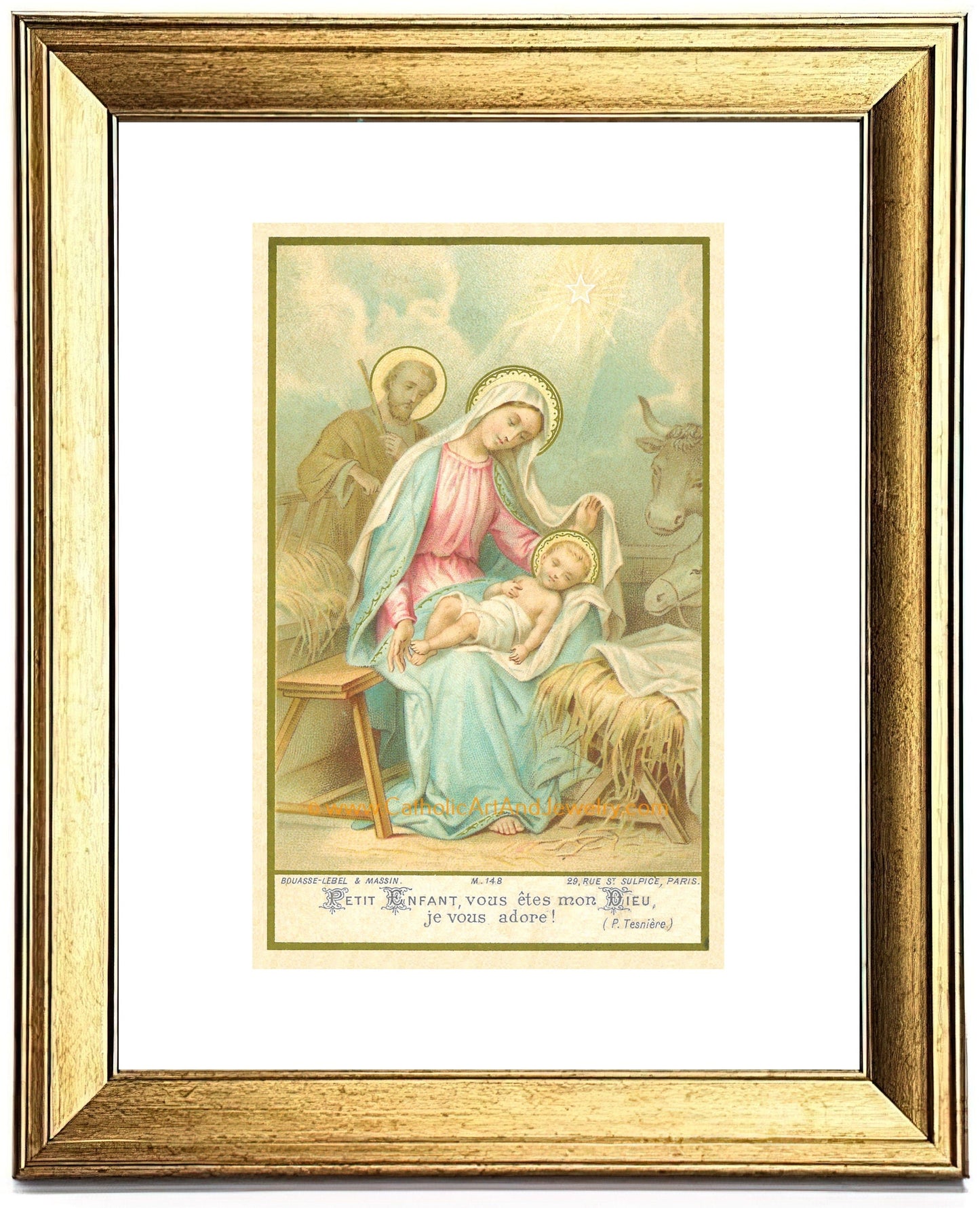 Christmas Nativity – based on a Vintage French Holy Card – Catholic Art Print – Victorian – Archival Quality - Catholic Art and Jewelry