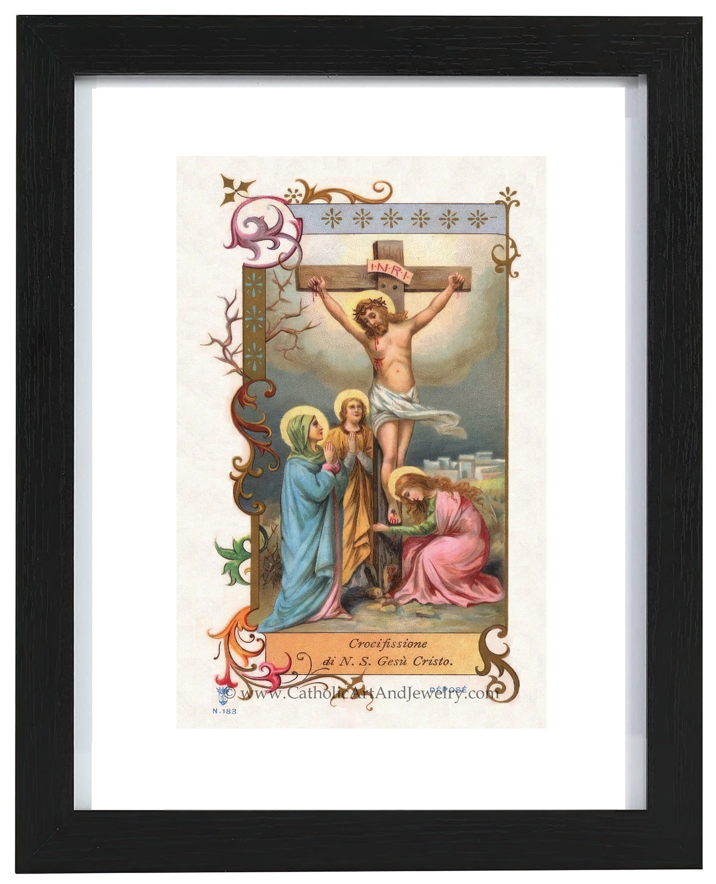Crucifixion – Based on a 19th Century Italian Lithograph – Restored Vintage Holy Card - Catholic Art and Jewelry