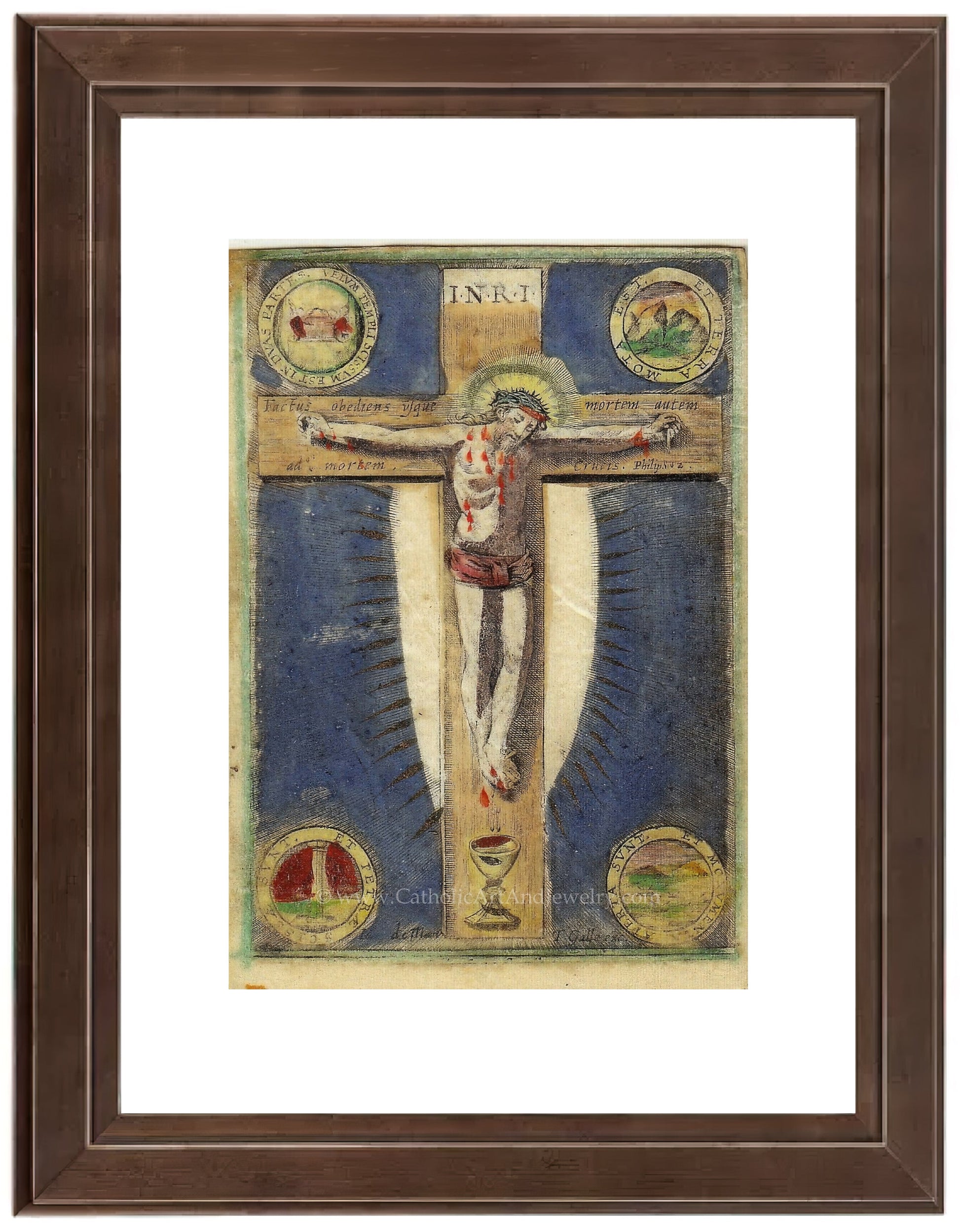 Crucifixion – from a 1700s Holy Card – Catholic Art Print – Archival Quality - Catholic Art and Jewelry