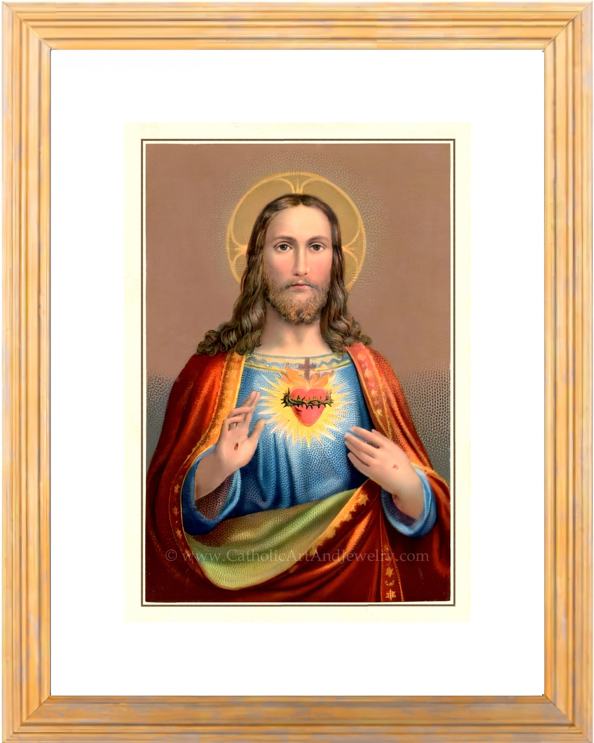 a painting of jesus with a heart on his chest