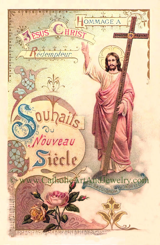 New! Hope for the New Century – Based on a Vintage Easter Holy Card – Catholic Art Print – Archival Quality