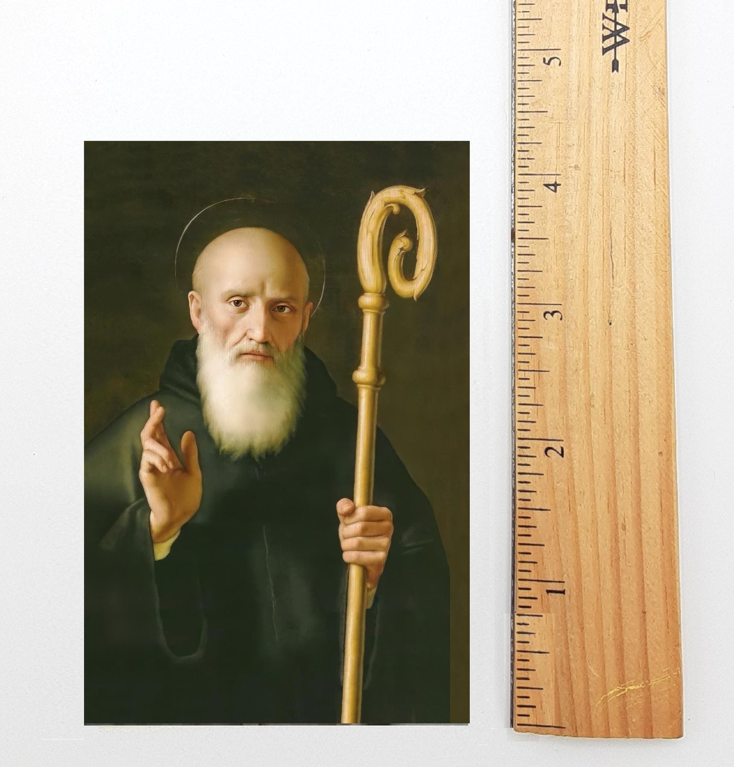 New! St. Benedict – Art from a Benedictine Abbey – Prayer by St Benedict – Based on a Vintage Holy Card – pack of 10/100/1000