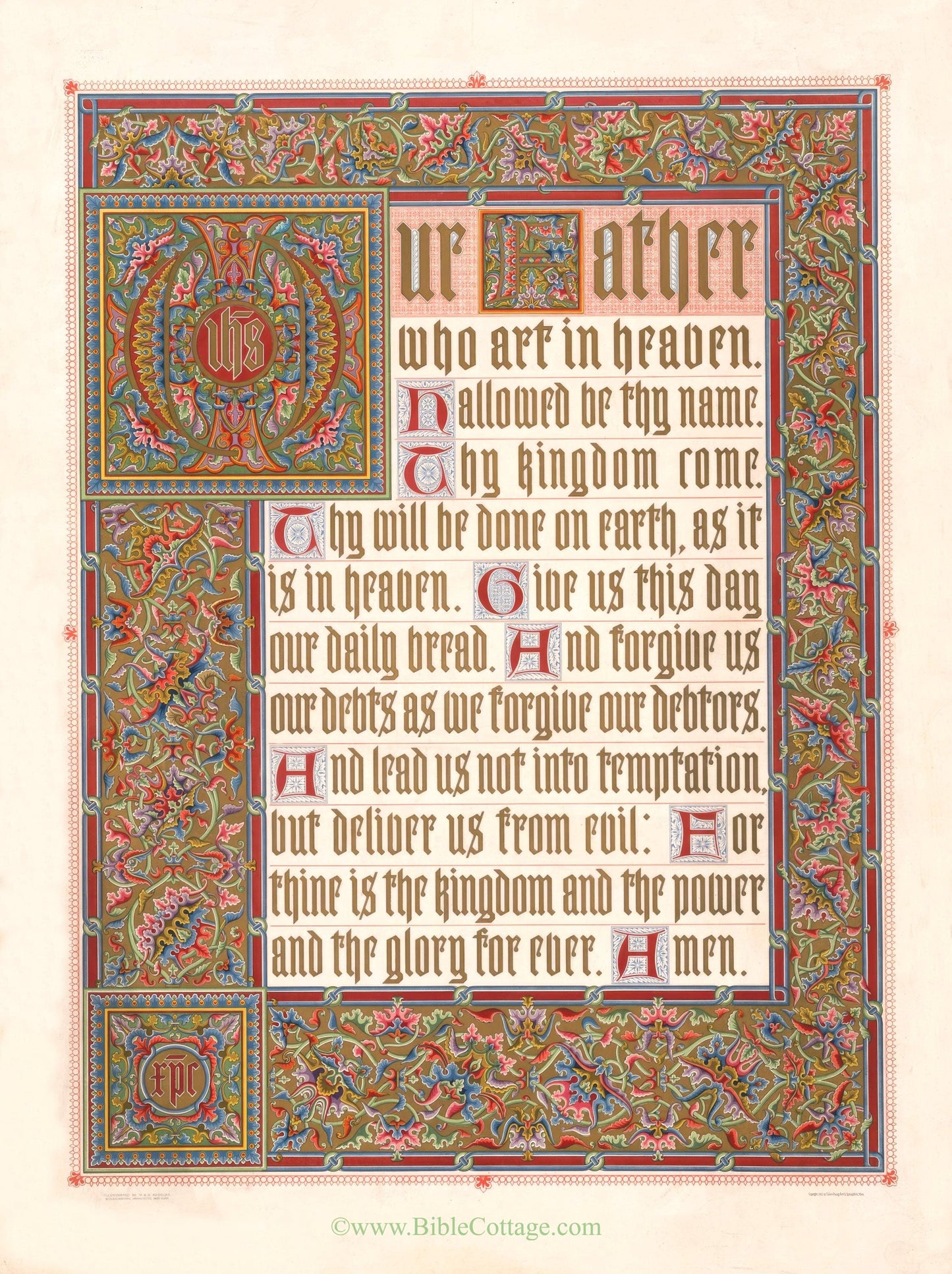 The Lord's Prayer – Protestant Version – Vintage Christian Art – Inspiring and Encouraging