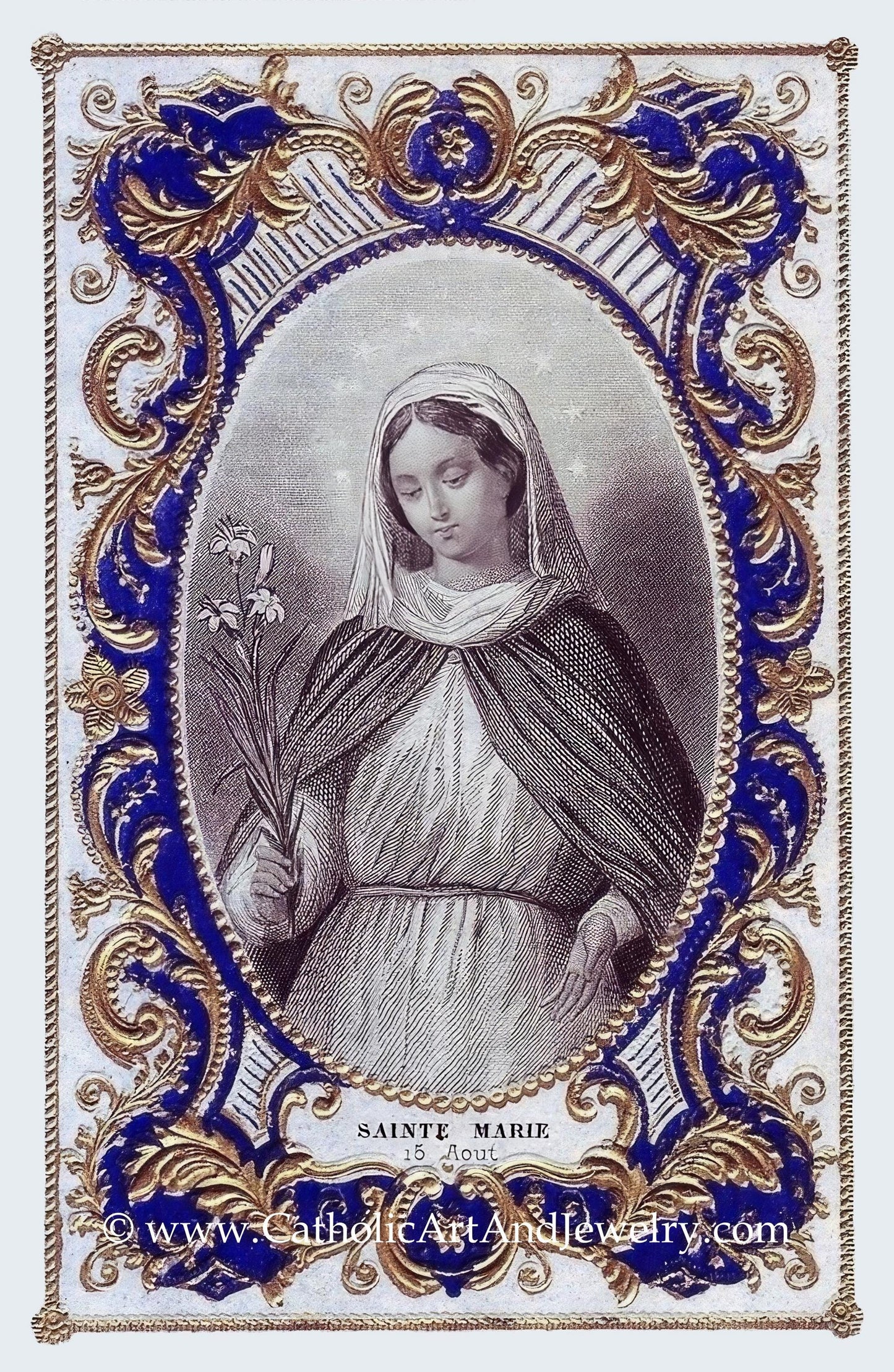 New! Saint Mary Holy Card – pack of 10/100/1000 – Restored Vintage Holy Card