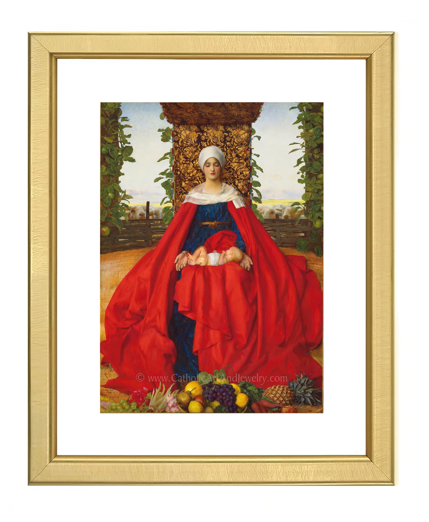 a painting of a woman in a red dress