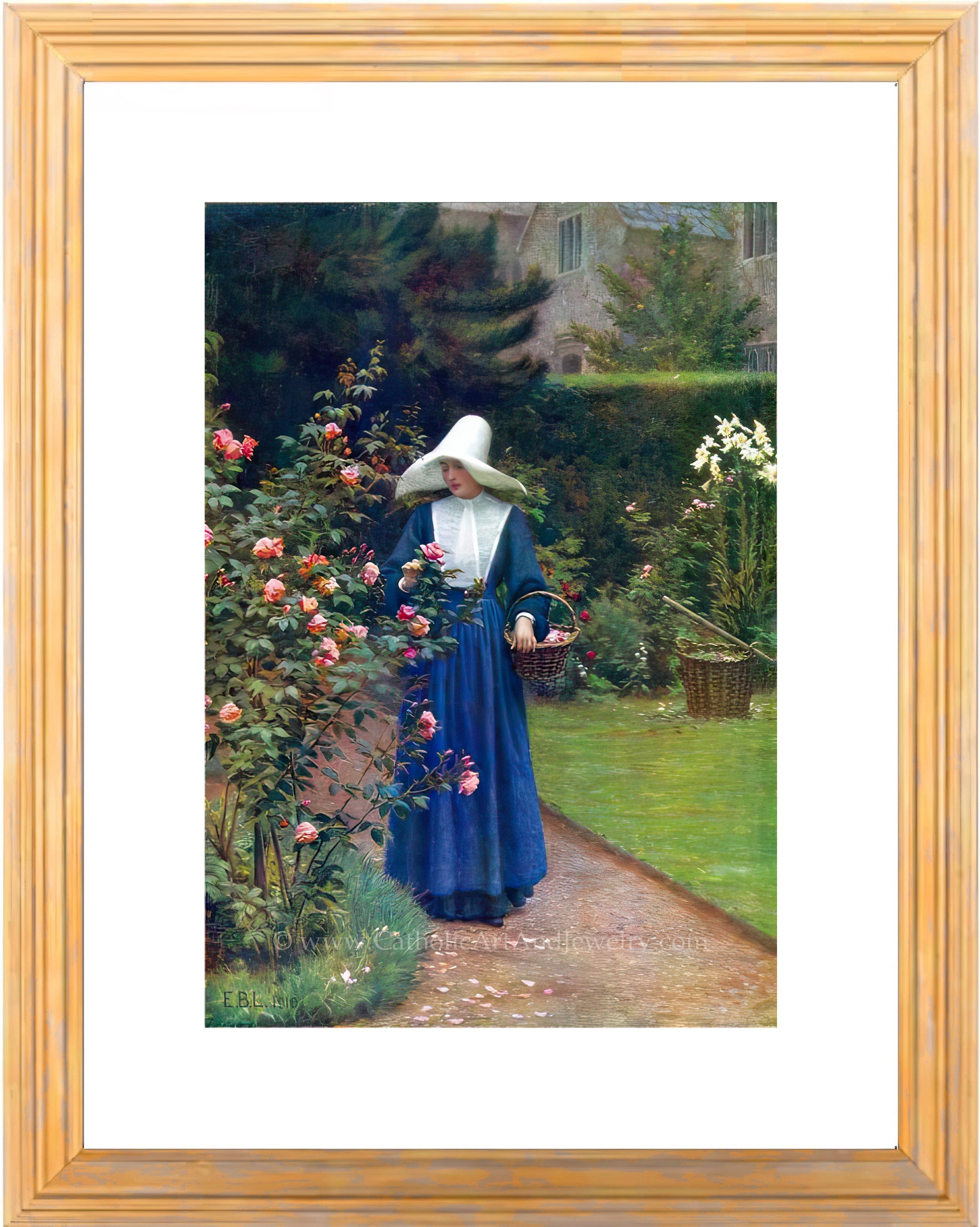 a painting of a woman in a garden