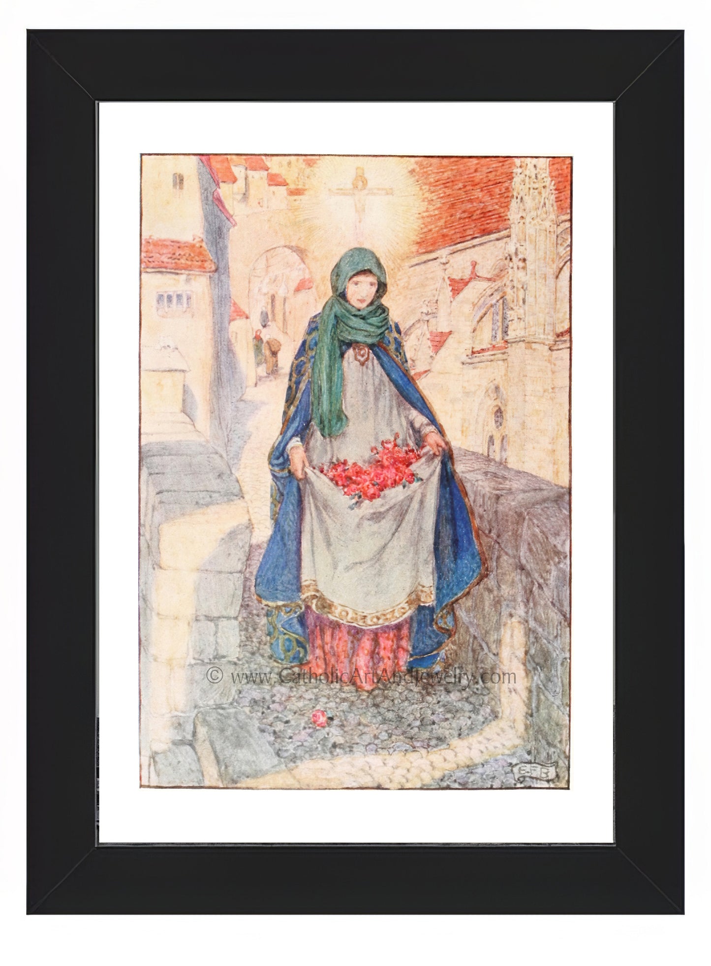 a painting of a woman holding a basket of fruit