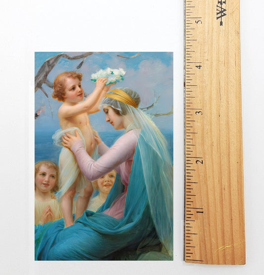 New! Crowning of Mary Holy Card – Prayer to the Queen of Heaven – Enric Vidal – pack of 10/100/1000 – Madonna and Child