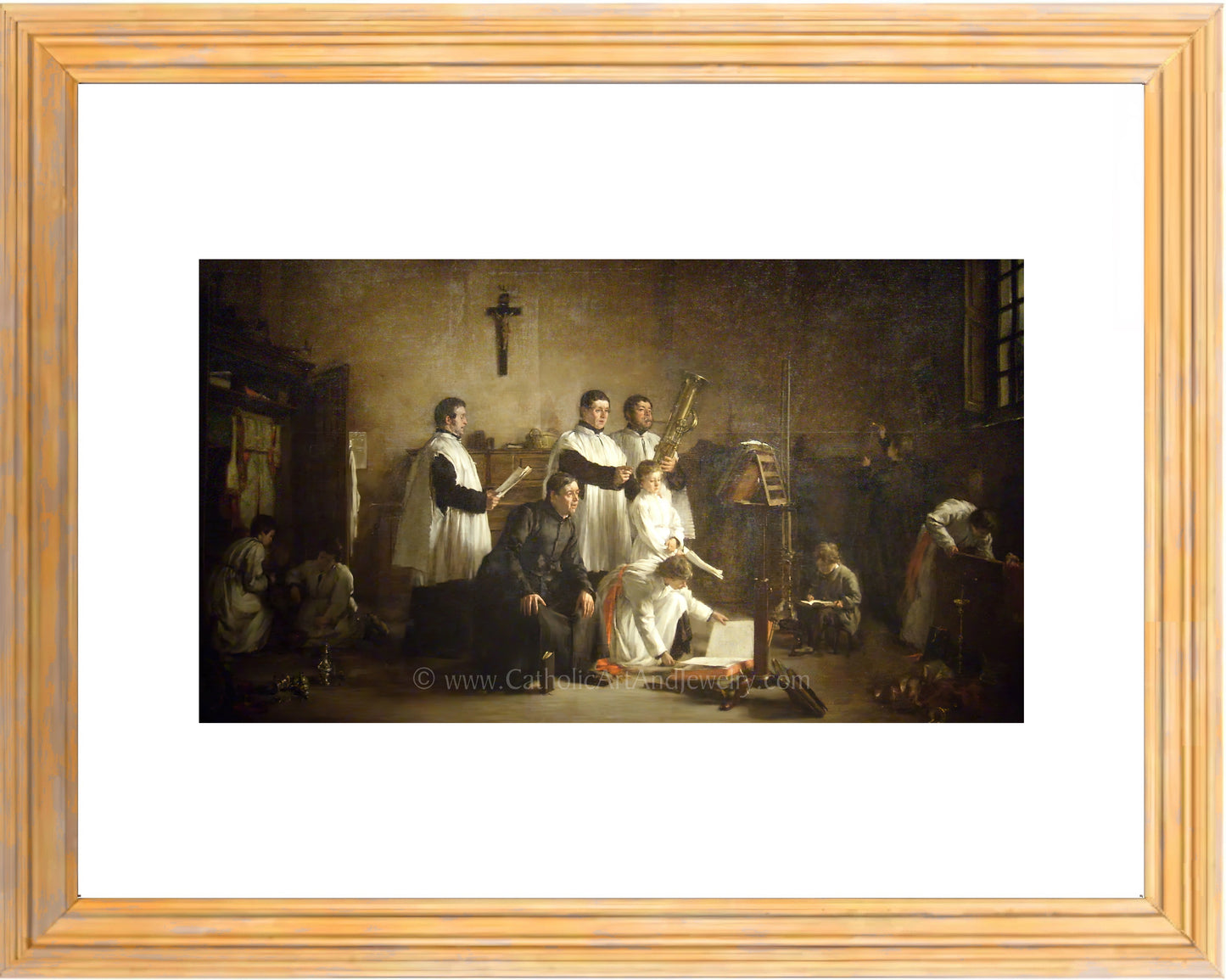 a painting of a group of people in a room