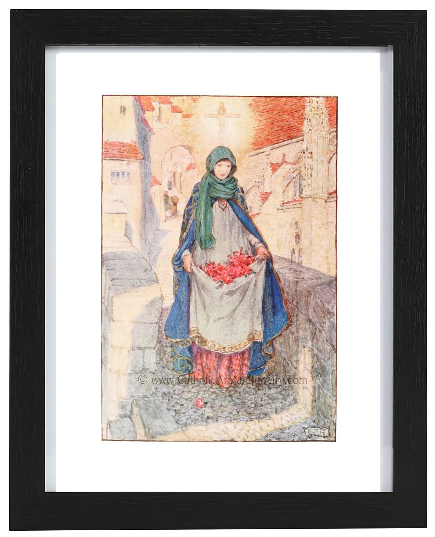 a painting of a woman holding a basket of fruit