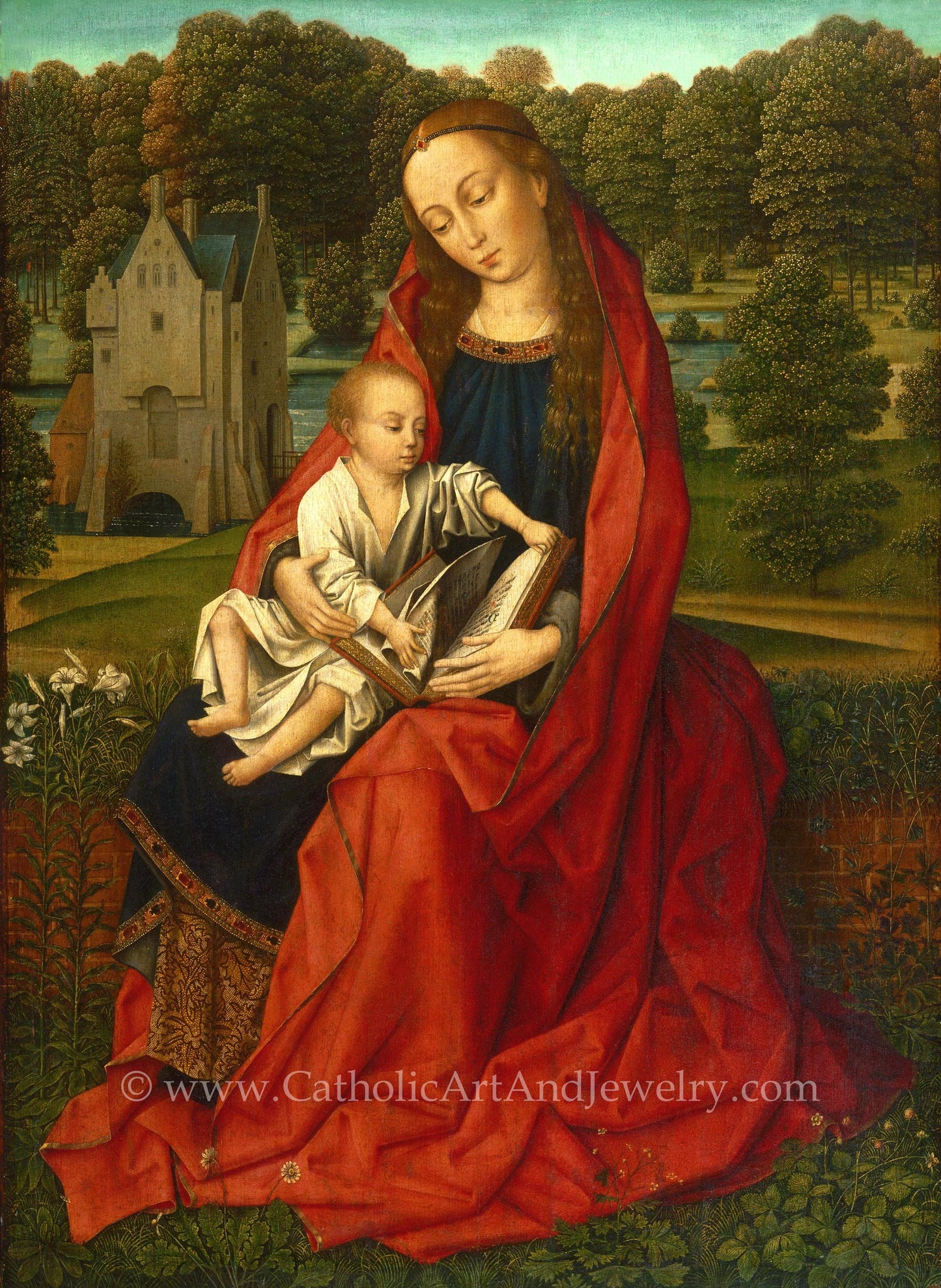 New! Virgin and Child in a Landscape – Master of the Embroidered Foliage – Bouveret – Beautiful Catholic Art – Archival Quality