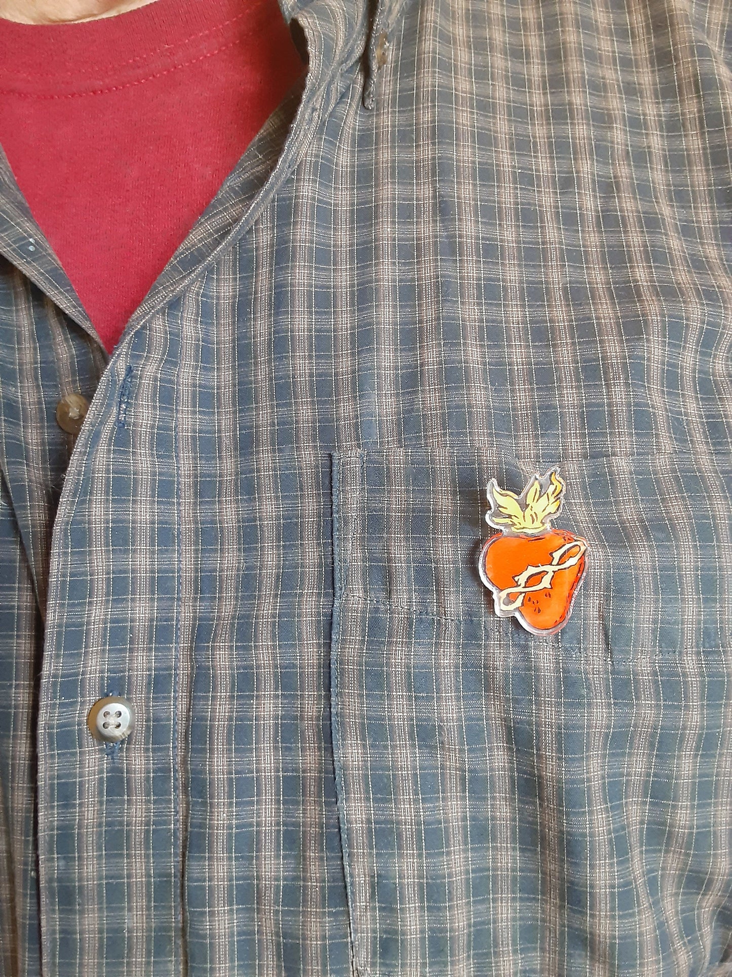 Sacred Heart Pin -- Acrylic -- Good Quality