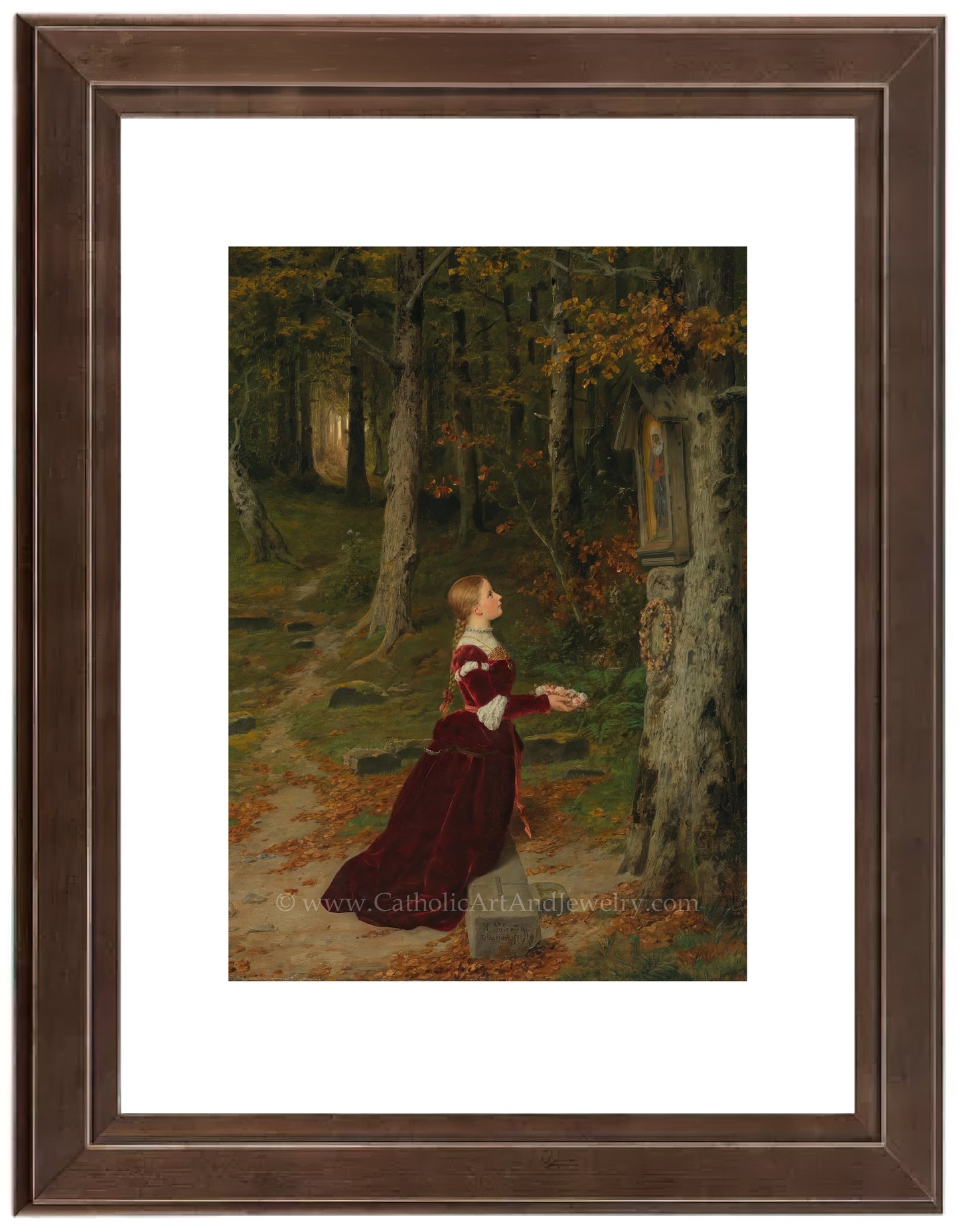 a painting of a woman in a red dress