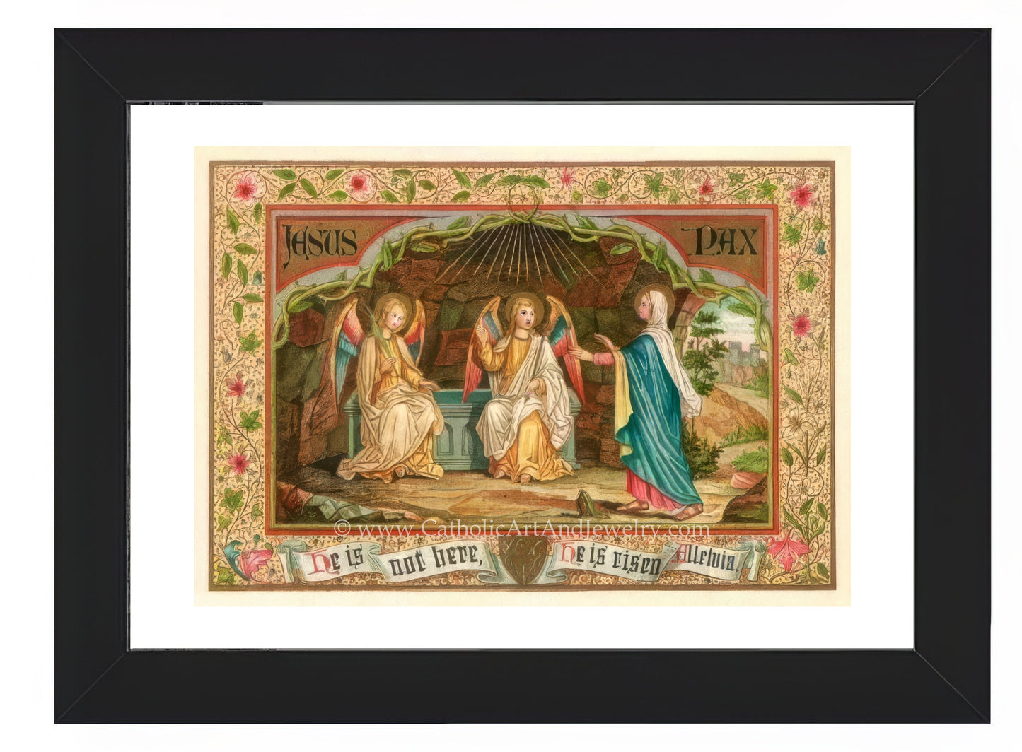 a painting of jesus and other people
