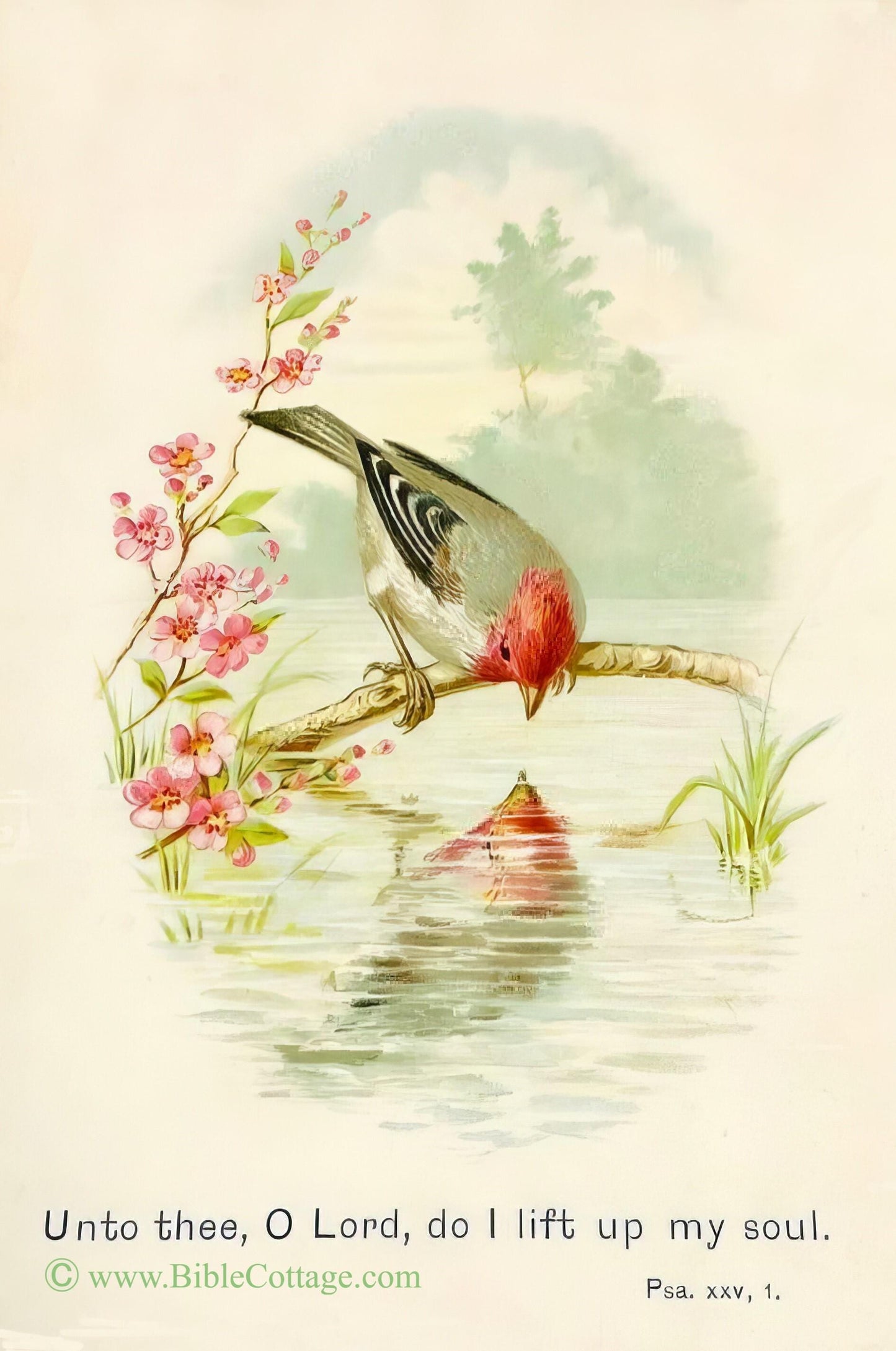 New! Unto Thee Oh Lord, Do I Lift Up My Soul – Psalm 25:1 – Vintage Bible Art – Inspiring and Encouraging