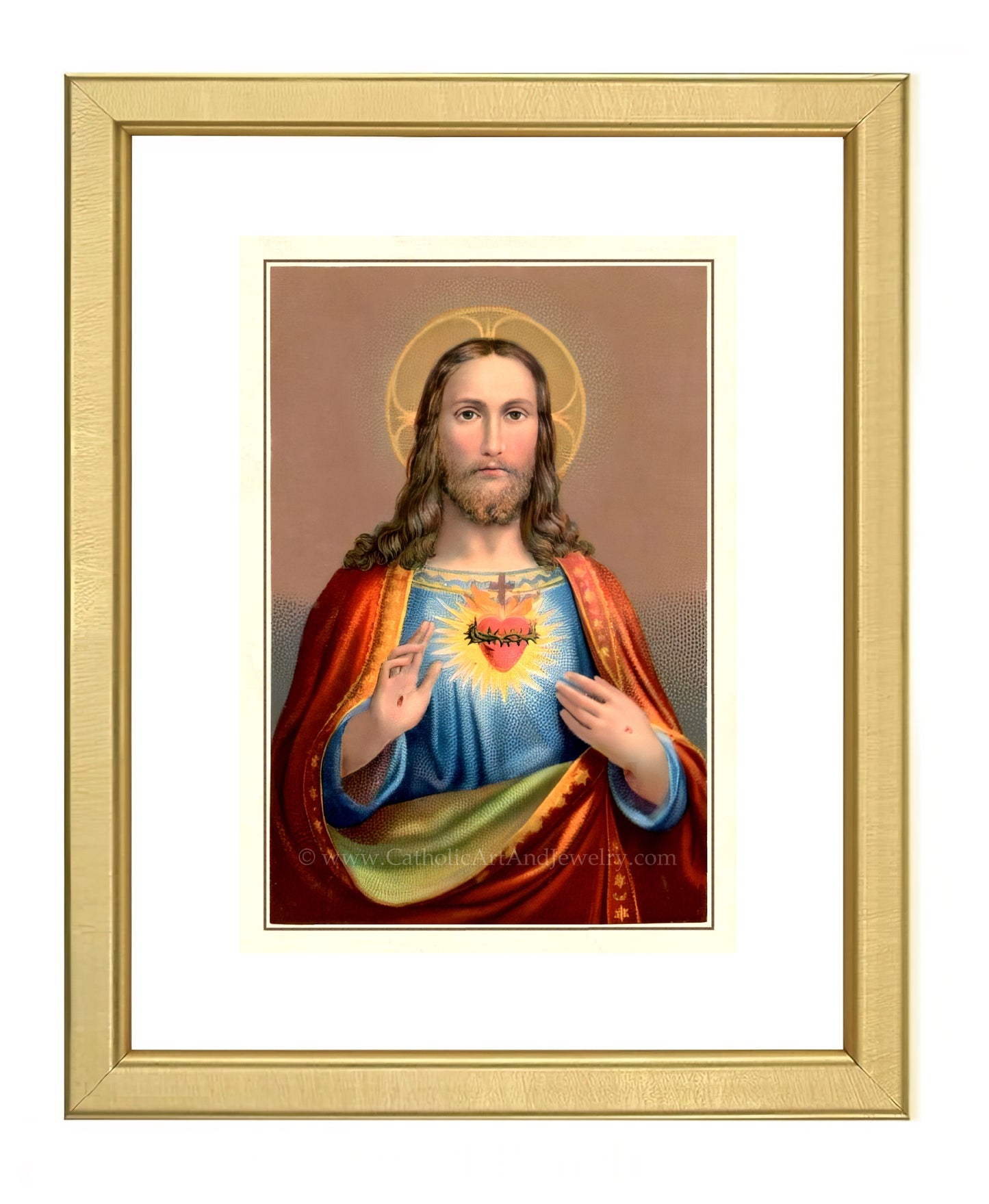 a painting of jesus holding a heart
