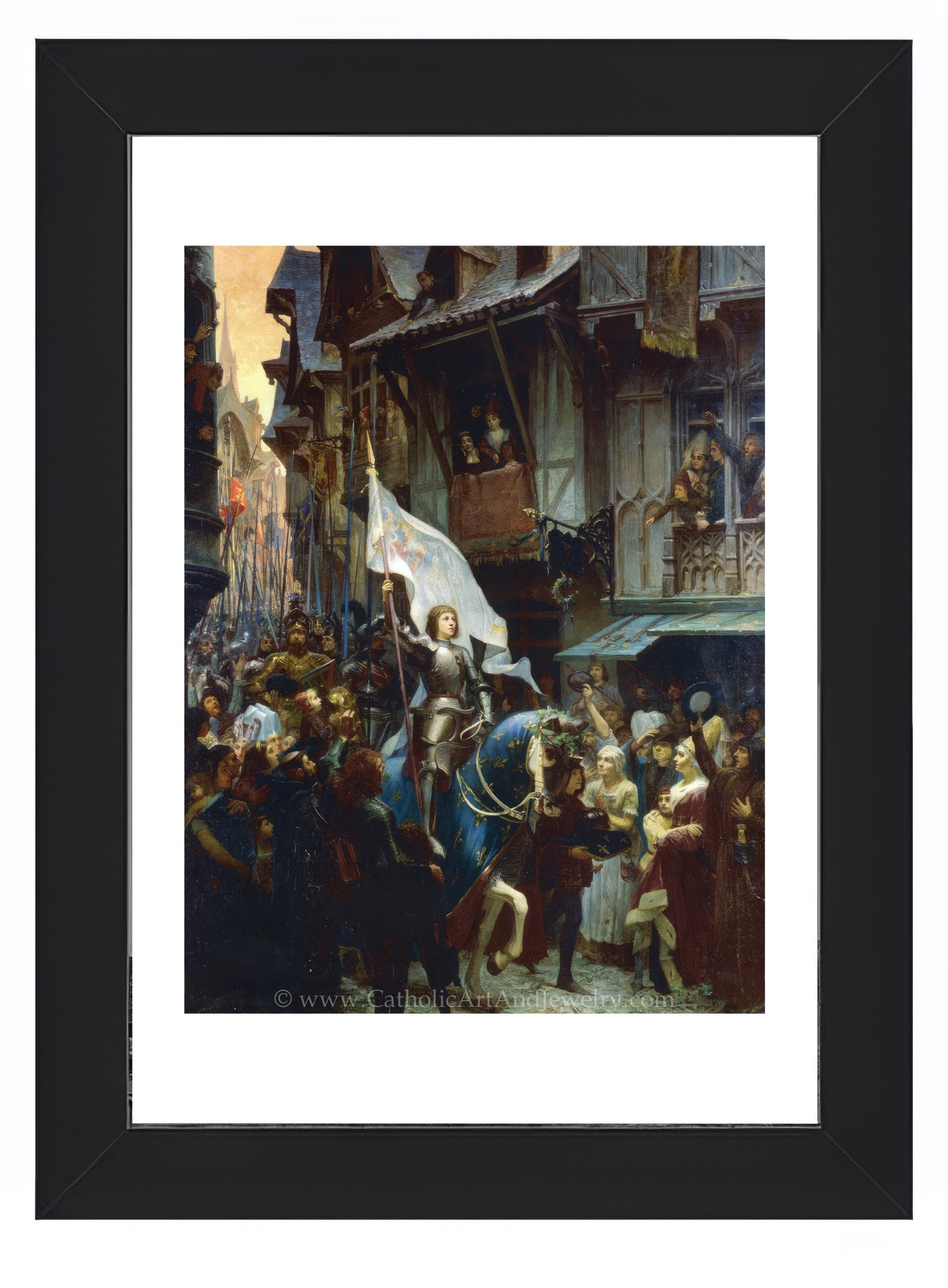 a painting of a man holding a white flag