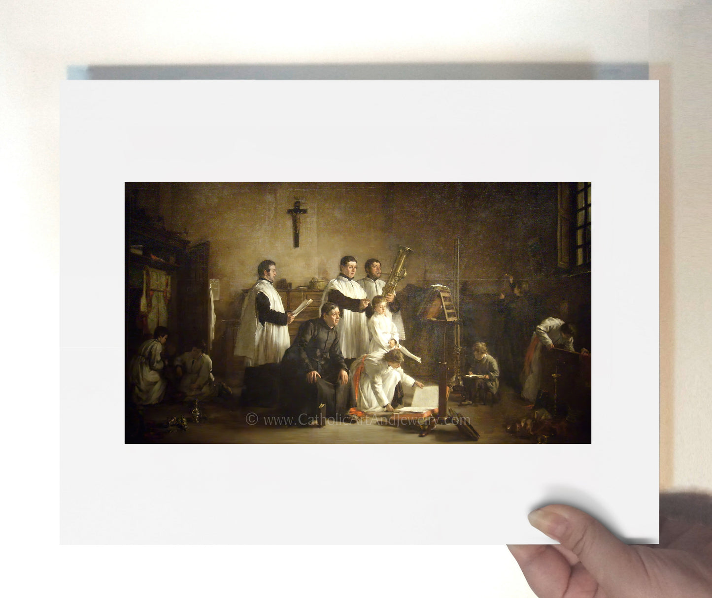 a painting of a group of people in a room