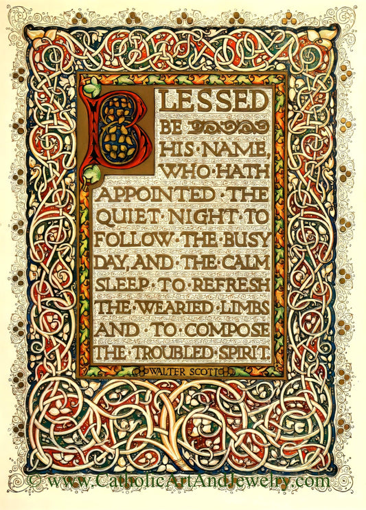 New! Blessing Prayer of Thanksgiving – Illuminated Manuscript Style from 1830 – Archival Quality