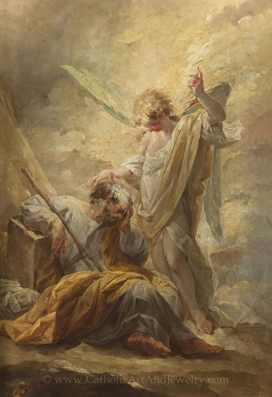 St. Josephs Dream – Sleeping Joseph – by  Vicente López Portaña – Catholic Art Print – Beautiful Catholic Artwork