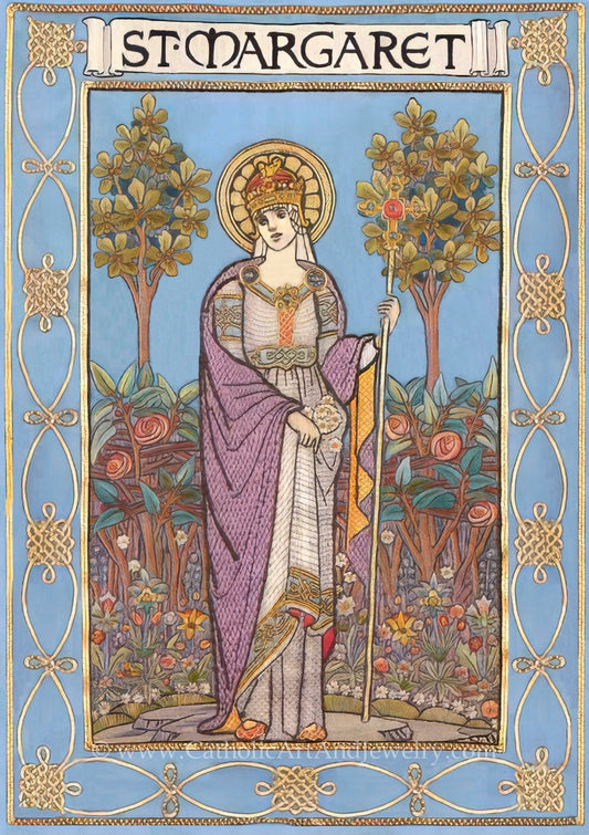 St. Margaret by Ann Macbeth – Paper Print of Silk Embroidery – Catholic Art Nouveau Print