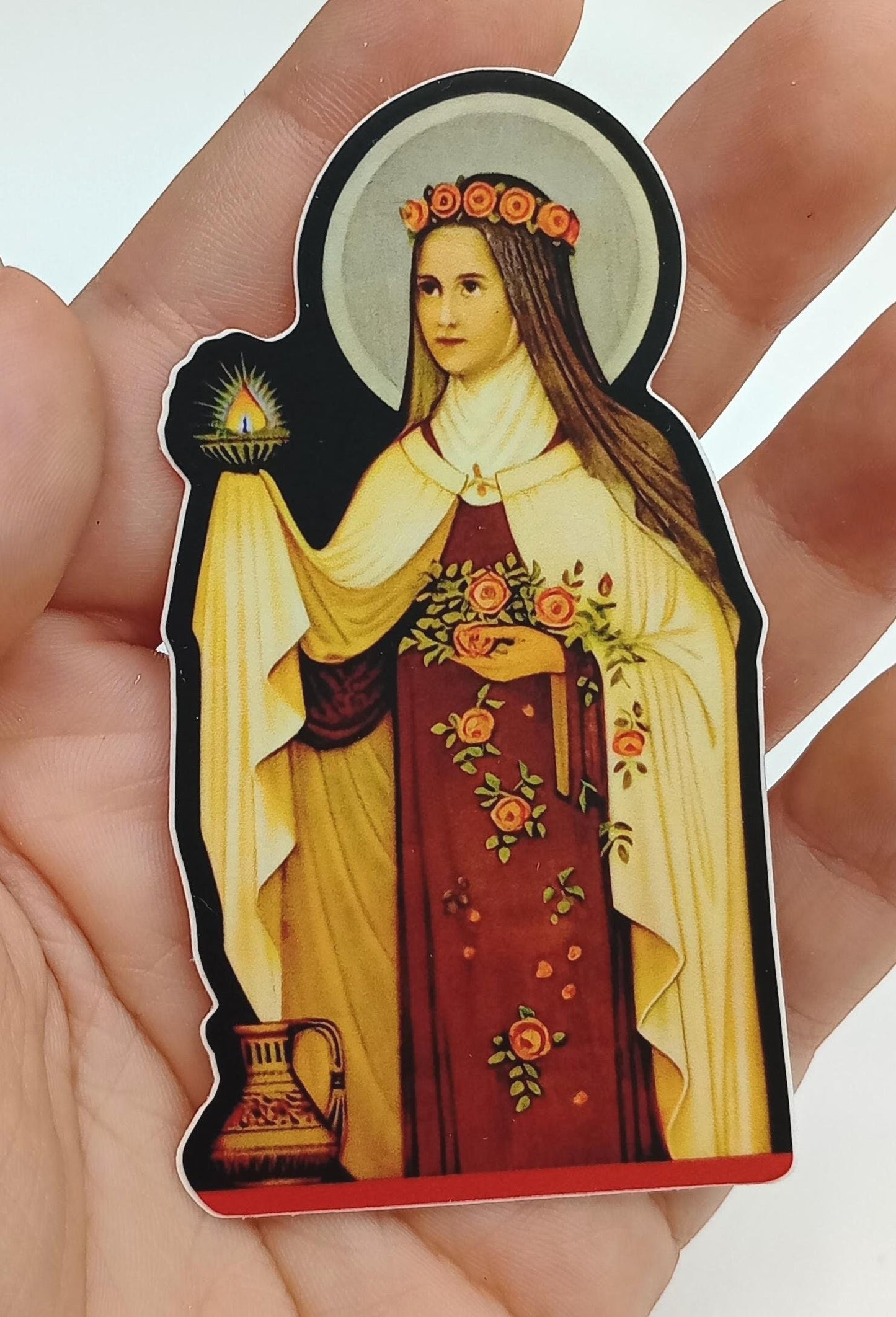 Therese of Lisieux – Catholic Sticker – Based on Beuron Art Holy Card – High Quality Vinyl