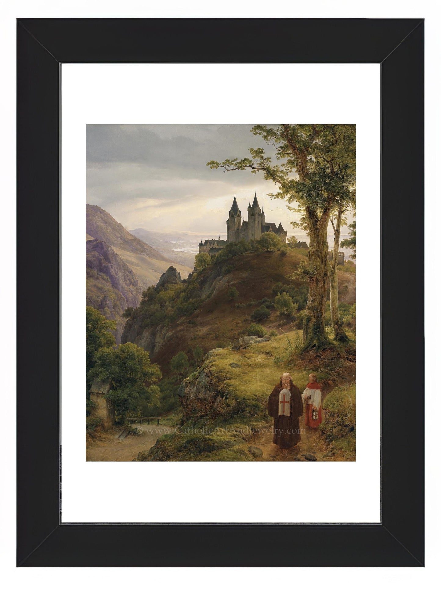 a painting of a castle on top of a hill