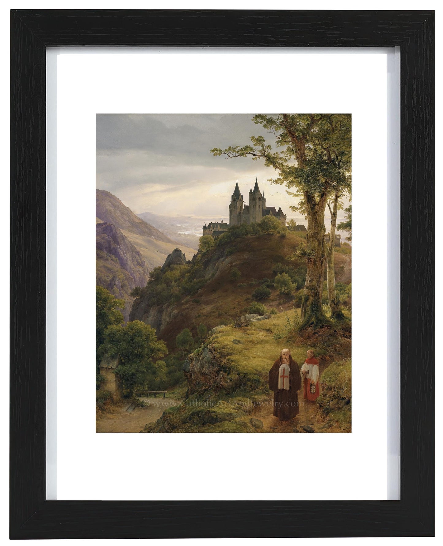 a painting of a castle on a hill