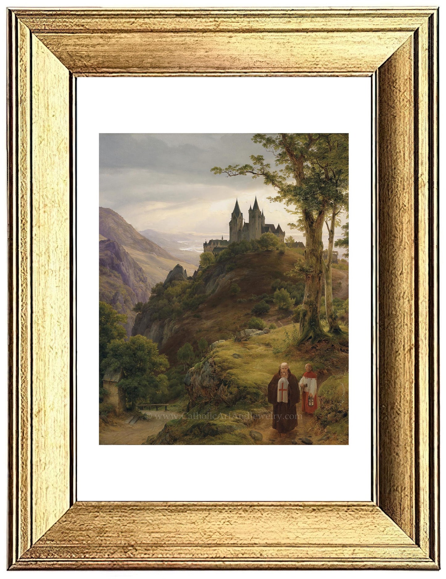 a painting of a castle on a hill