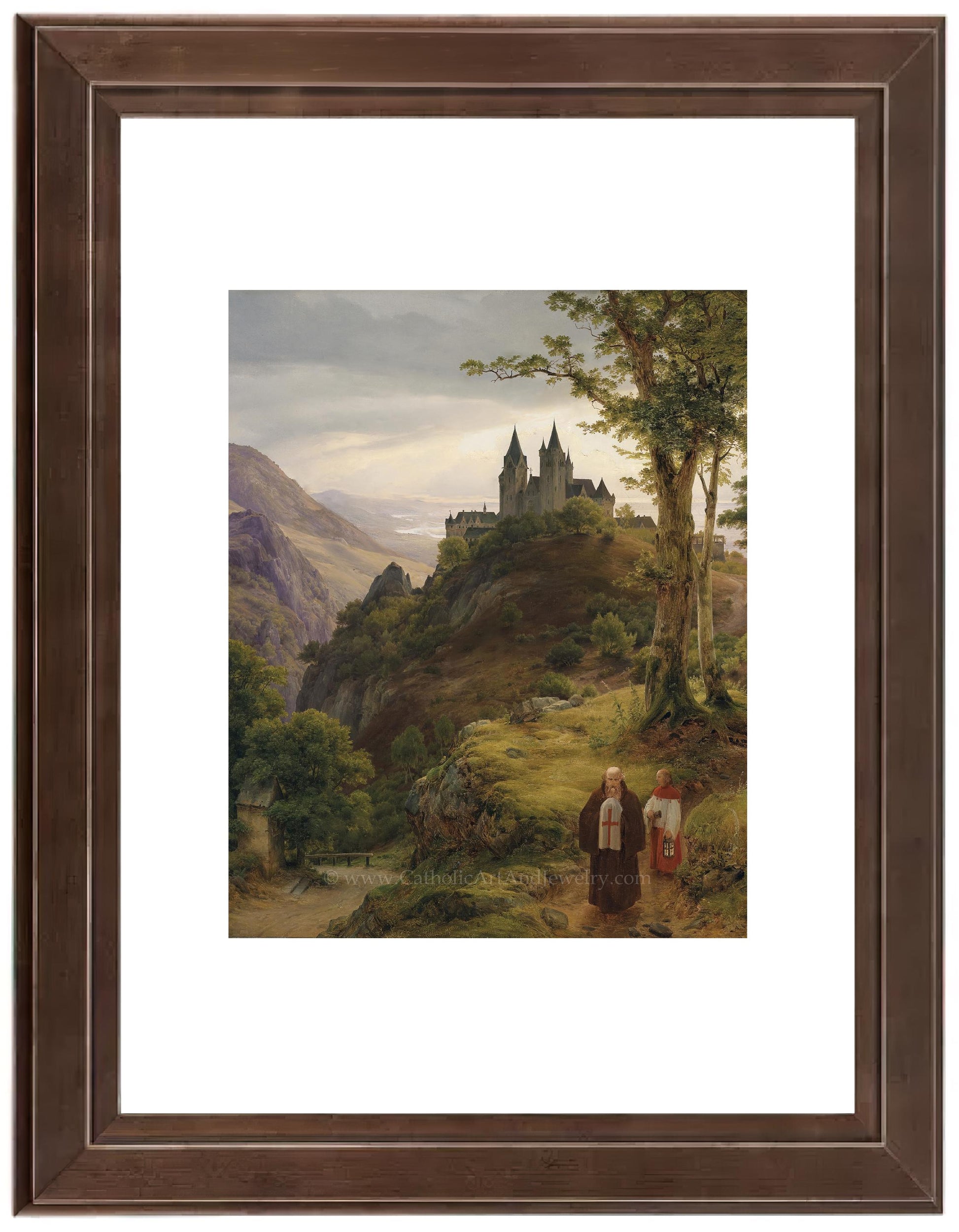 a painting of a castle on a hill