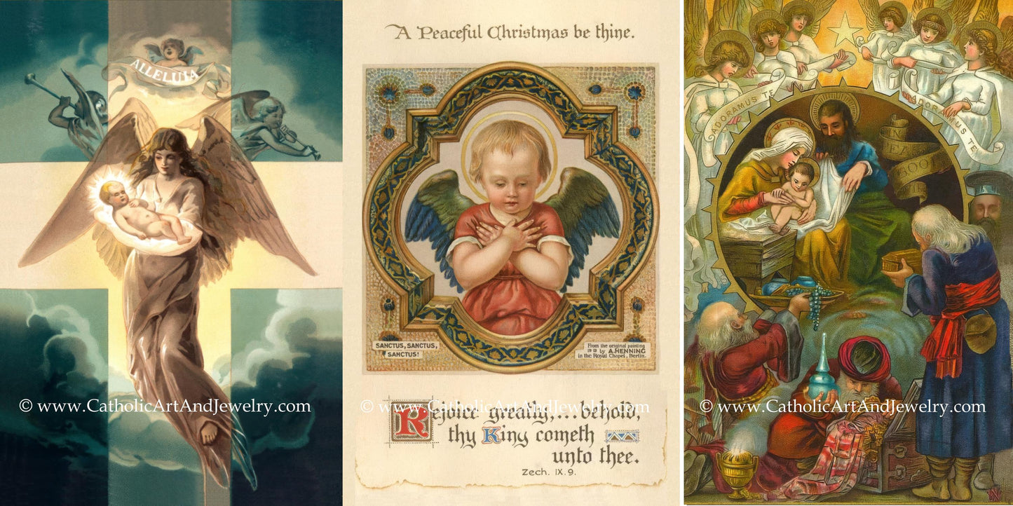 Religious Vintage Christmas Post Cards – 24 to 96 New Restored Cards w/wo Envelopes – Beautiful and Inspirational
