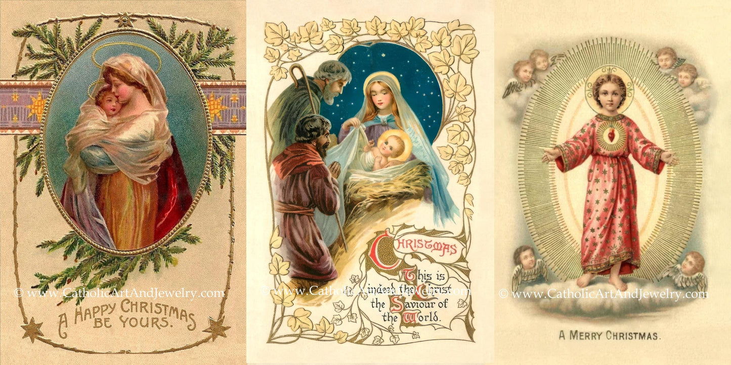 Religious Vintage Christmas Post Cards – 24 to 96 New Restored Cards w/wo Envelopes – Beautiful and Inspirational