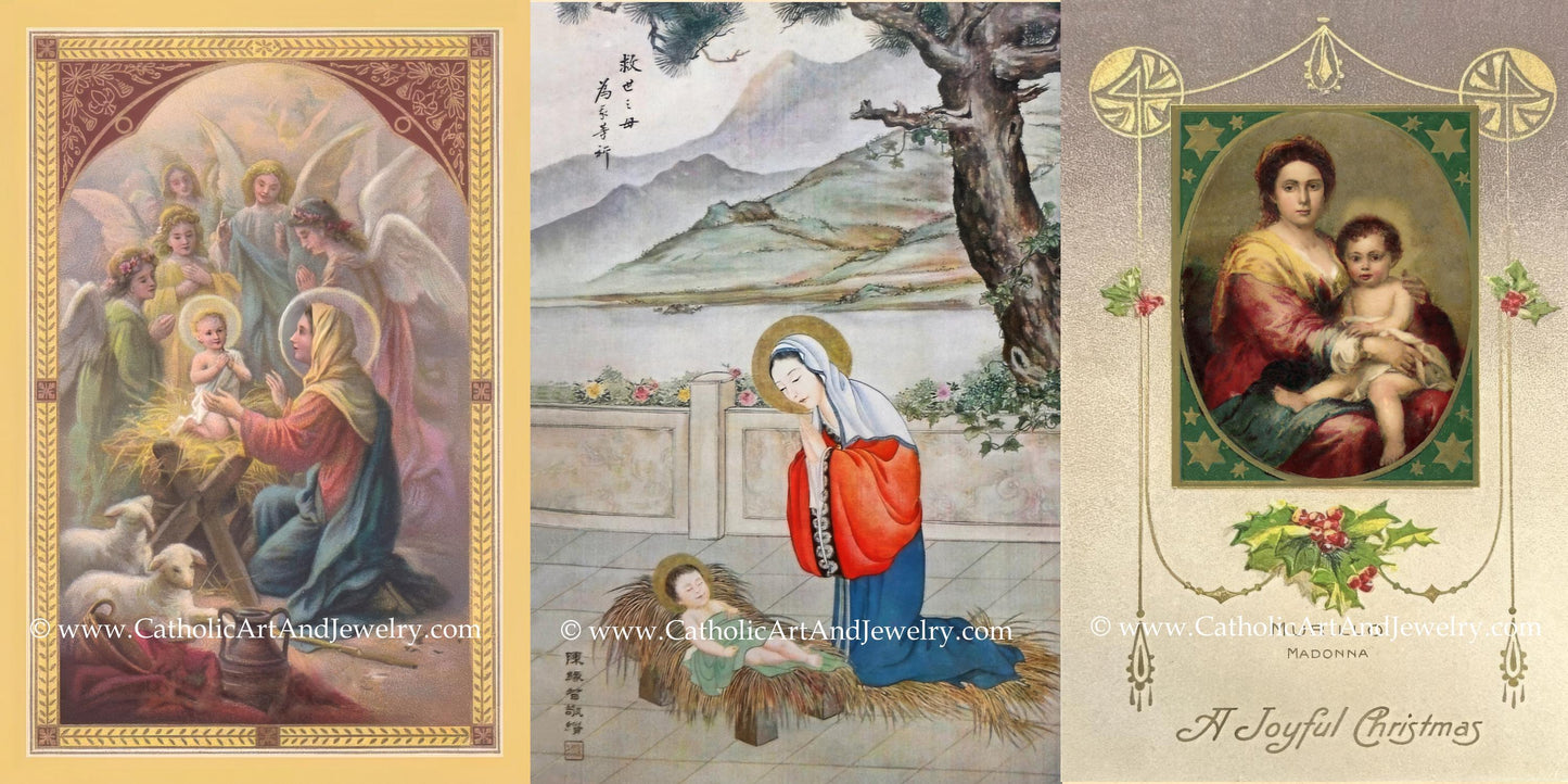Religious Vintage Christmas Post Cards – 24 to 96 New Restored Cards w/wo Envelopes – Beautiful and Inspirational