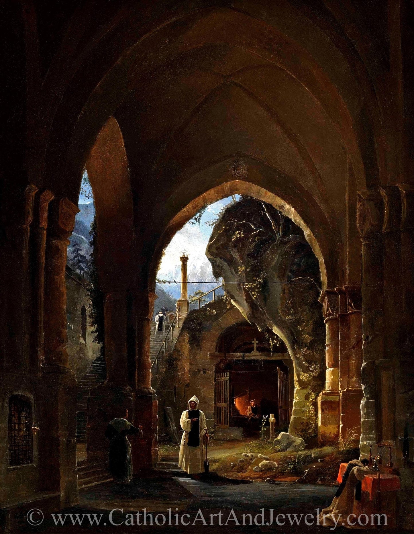 Mountain Monastery – Federico Moja – Meditation Art – Catholic Gift – Archival Quality