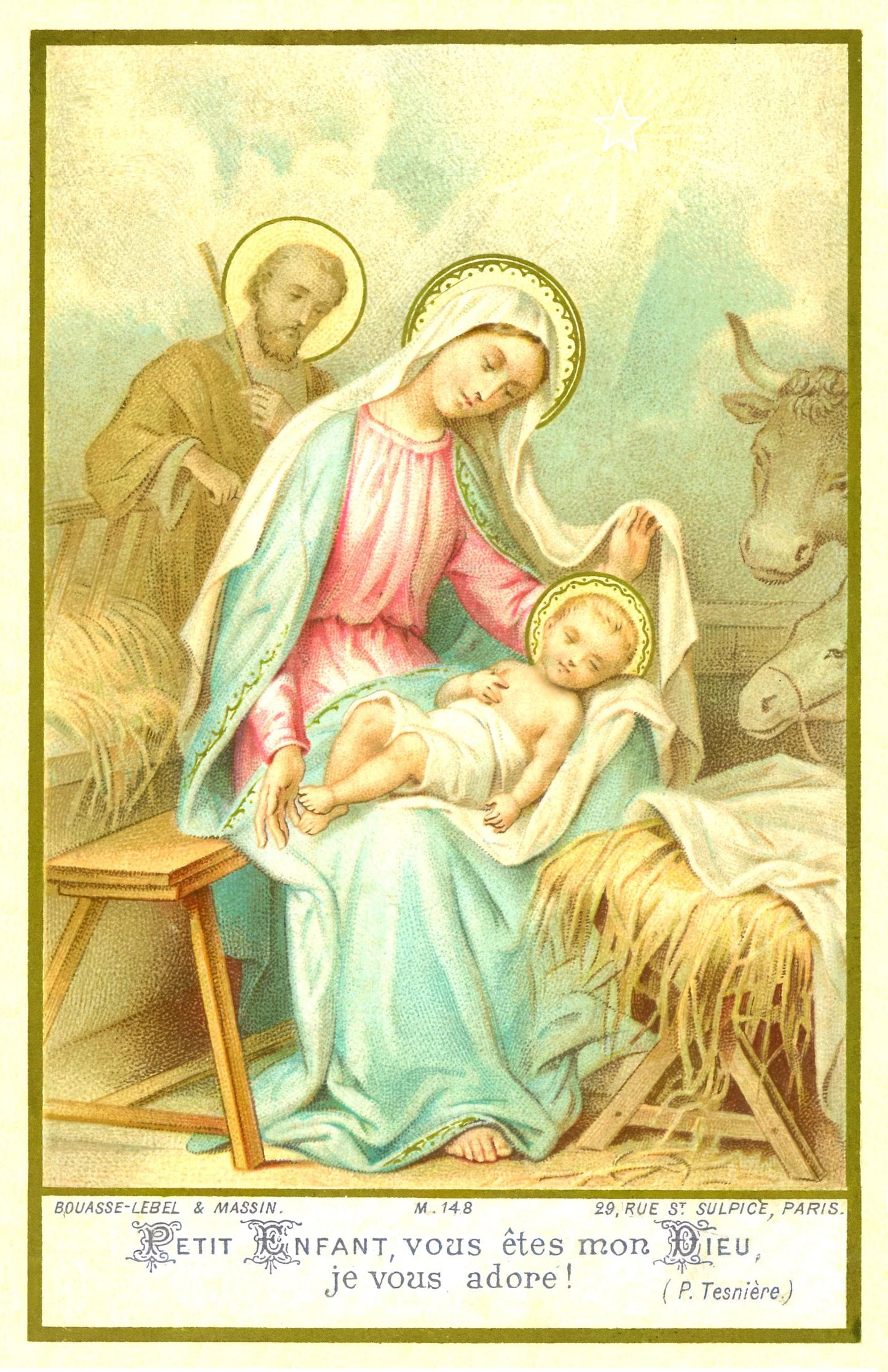 Christmas Prayer Card #4 – The Nativity – pack of 10/100/1000 – Stocking Stuffer – Keeping Christ in Christmas! – Restored Vintage Card