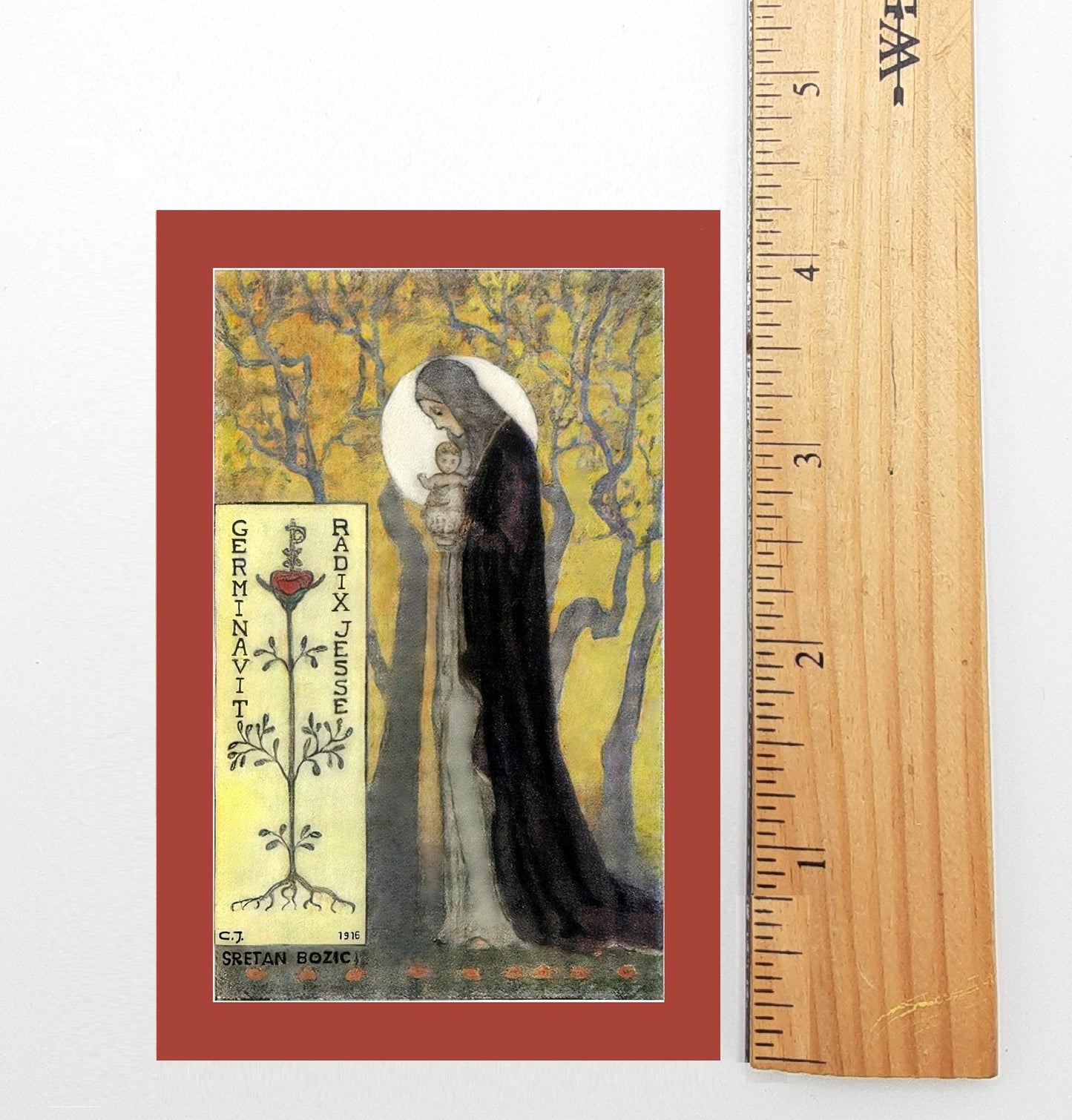 Christmas Prayer Card #7 – Croation Merry Christmas – Sretan Božić – pack of 10/100/1000 – Restored Vintage Card