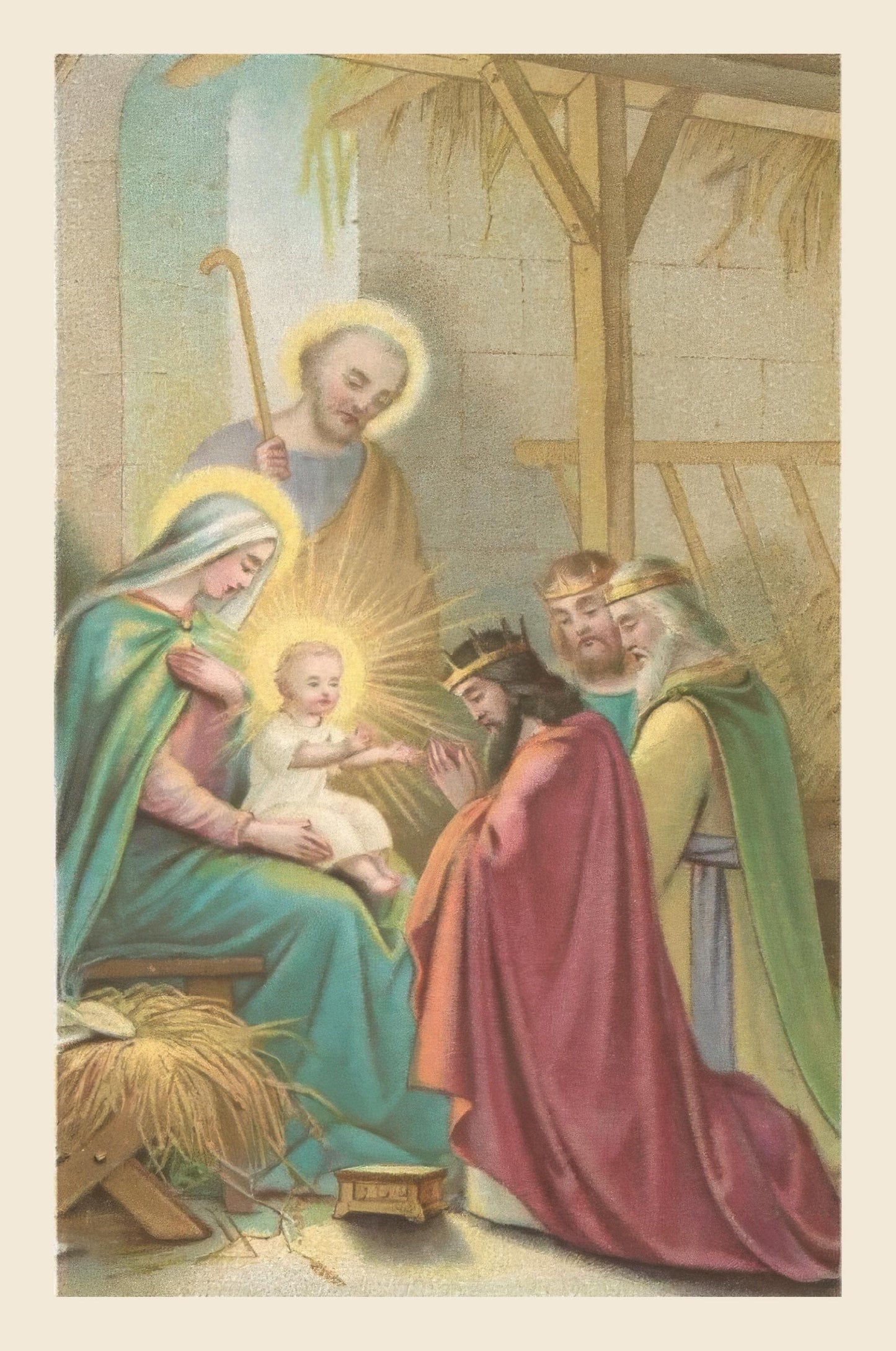 Christmas Holy Card #8 – Bouasse Jeune Magi – pack of 10/100/1000 – Stocking Stuffer– Restored Vintage Card