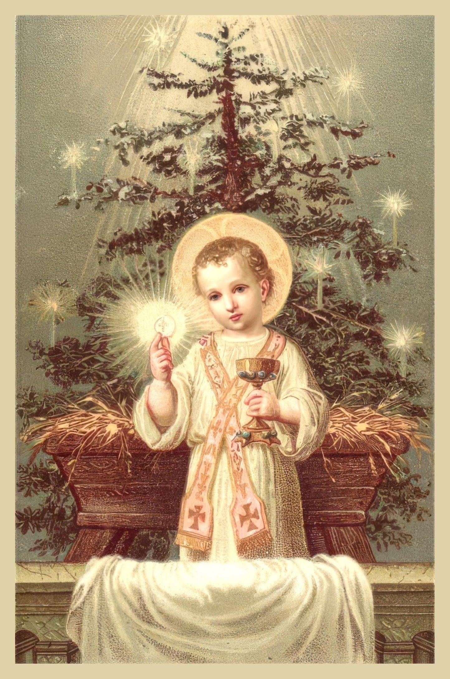 Christmas Holy Card #20 – Come Unto Me This Day – pack of 10/100/1000 – Stocking Stuffer – Restored Vintage Card
