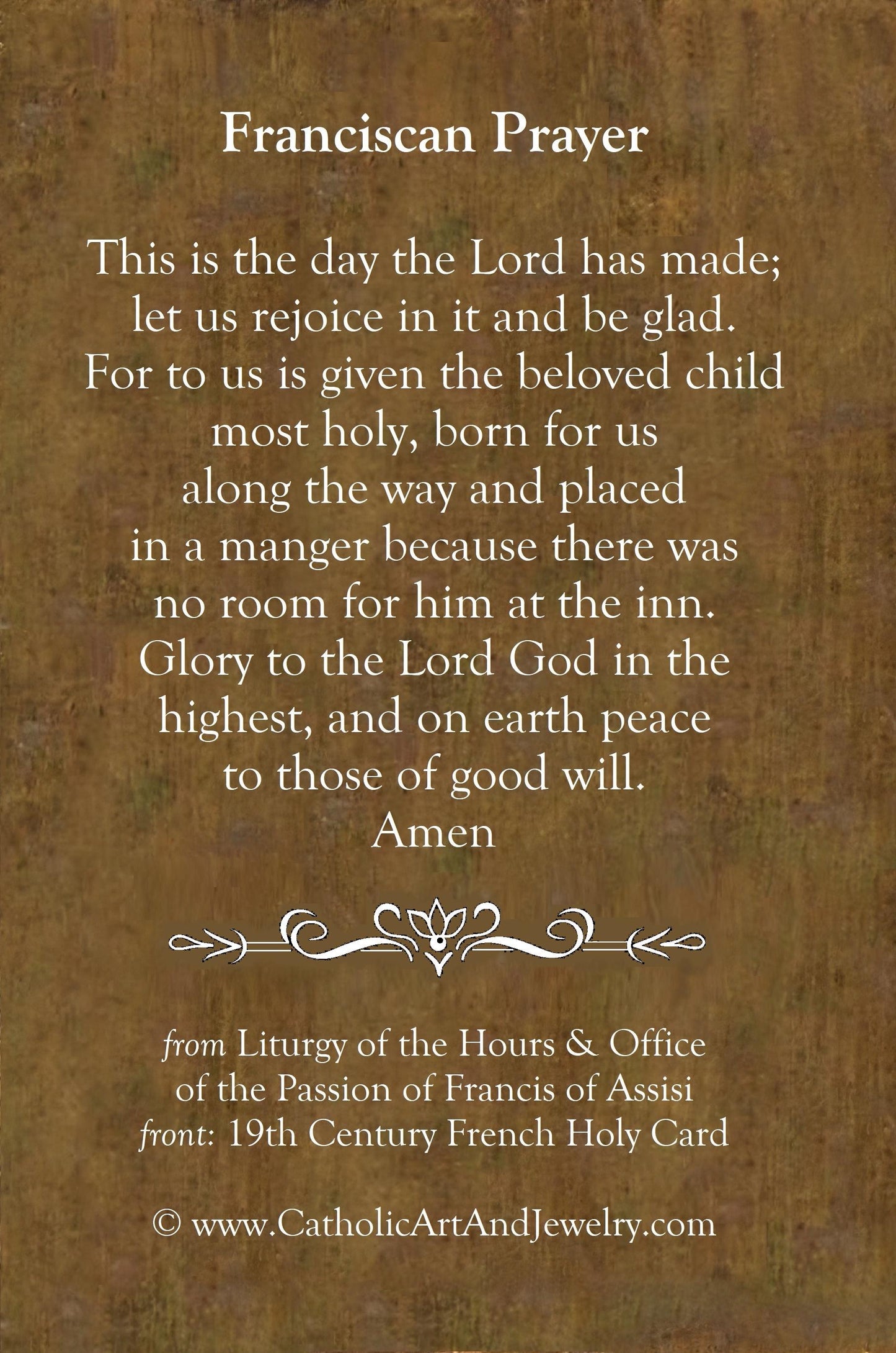 Christmas Holy Card #11 – Baby Jesus with St. Francis Prayer – pack of 10/100/1000 – Stocking Stuffer – Restored Vintage Card