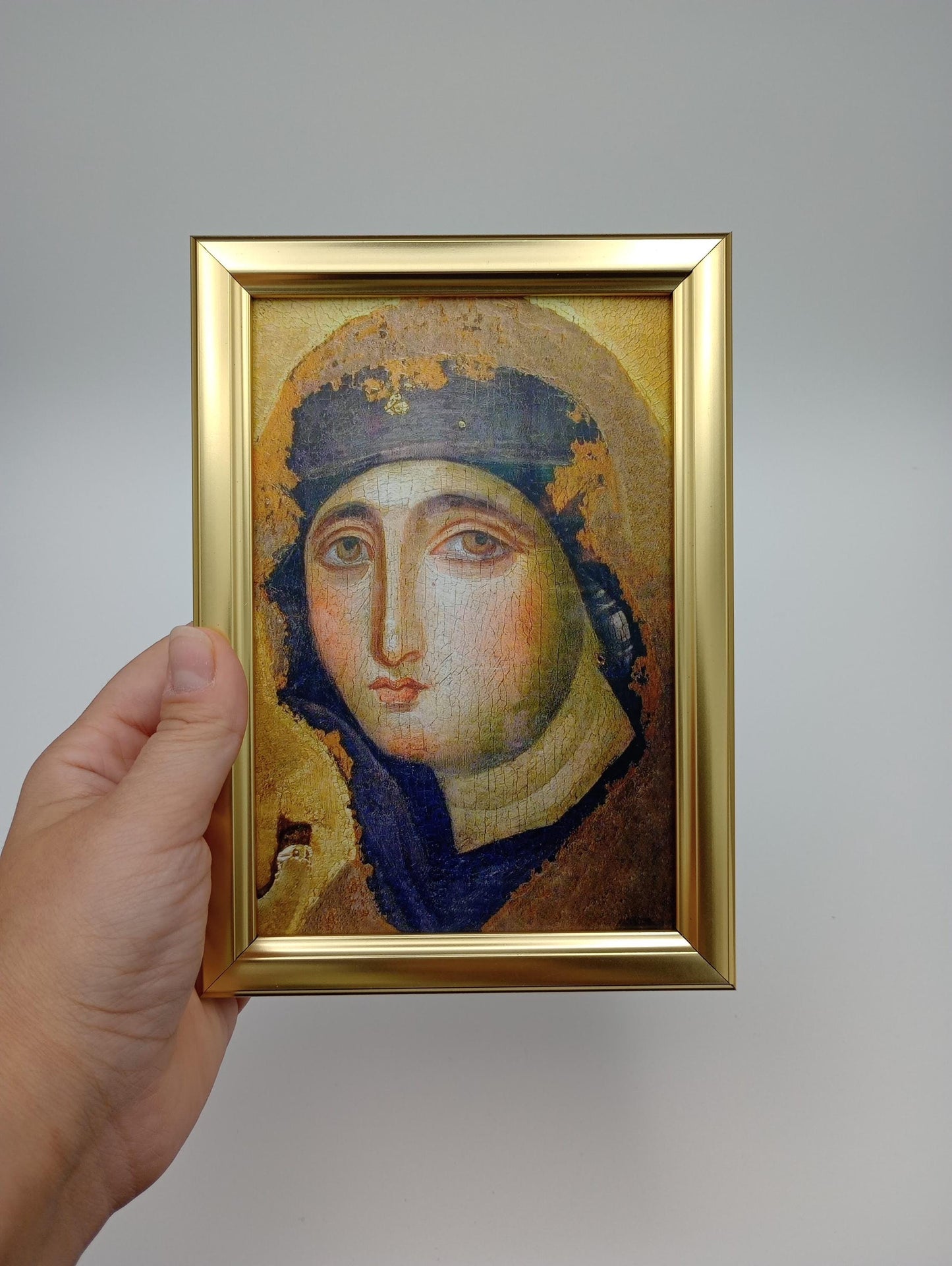 Oldest Icon of Mary in Rome – Framed 4x6" – 2 Gold Styles