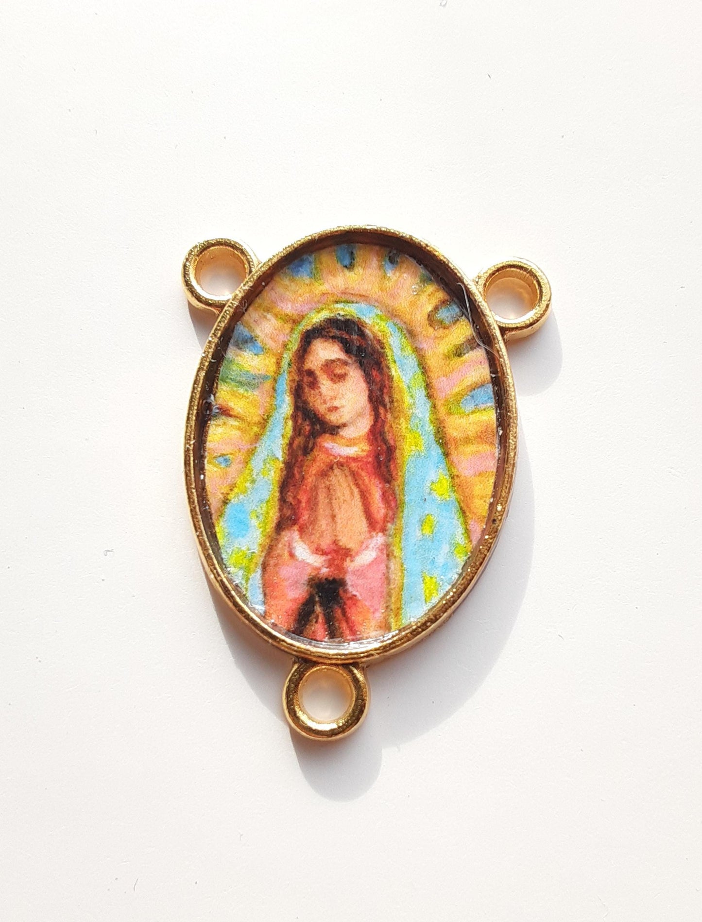 Our Lady of Guadalupe Golden Oval Rosary Centerpiece