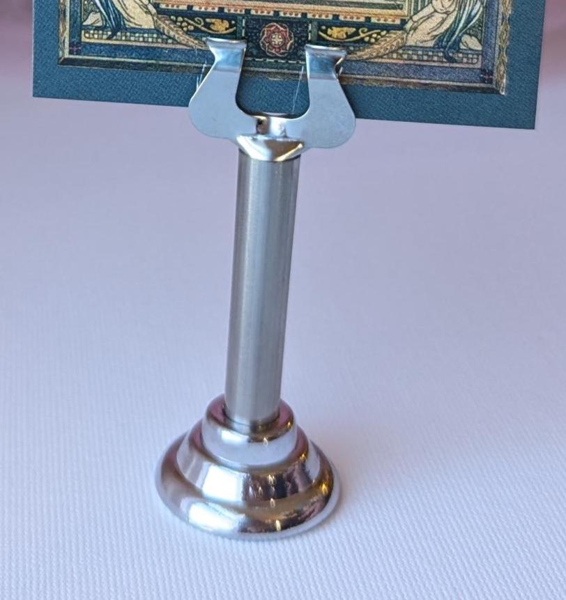 New! Holy Card Stand, Tall – (Holy Card Not Included) – Silver-Colored Steel Stand to Display Holy Card