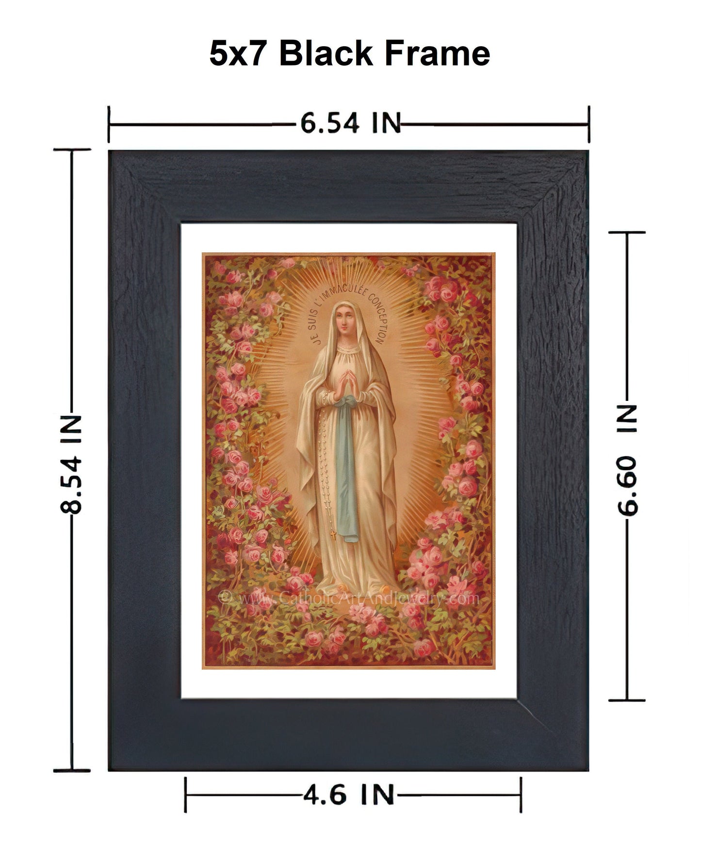 Our Lady of Lourdes Roses – based on a Vintage French Holy Card – Catholic Art Print
